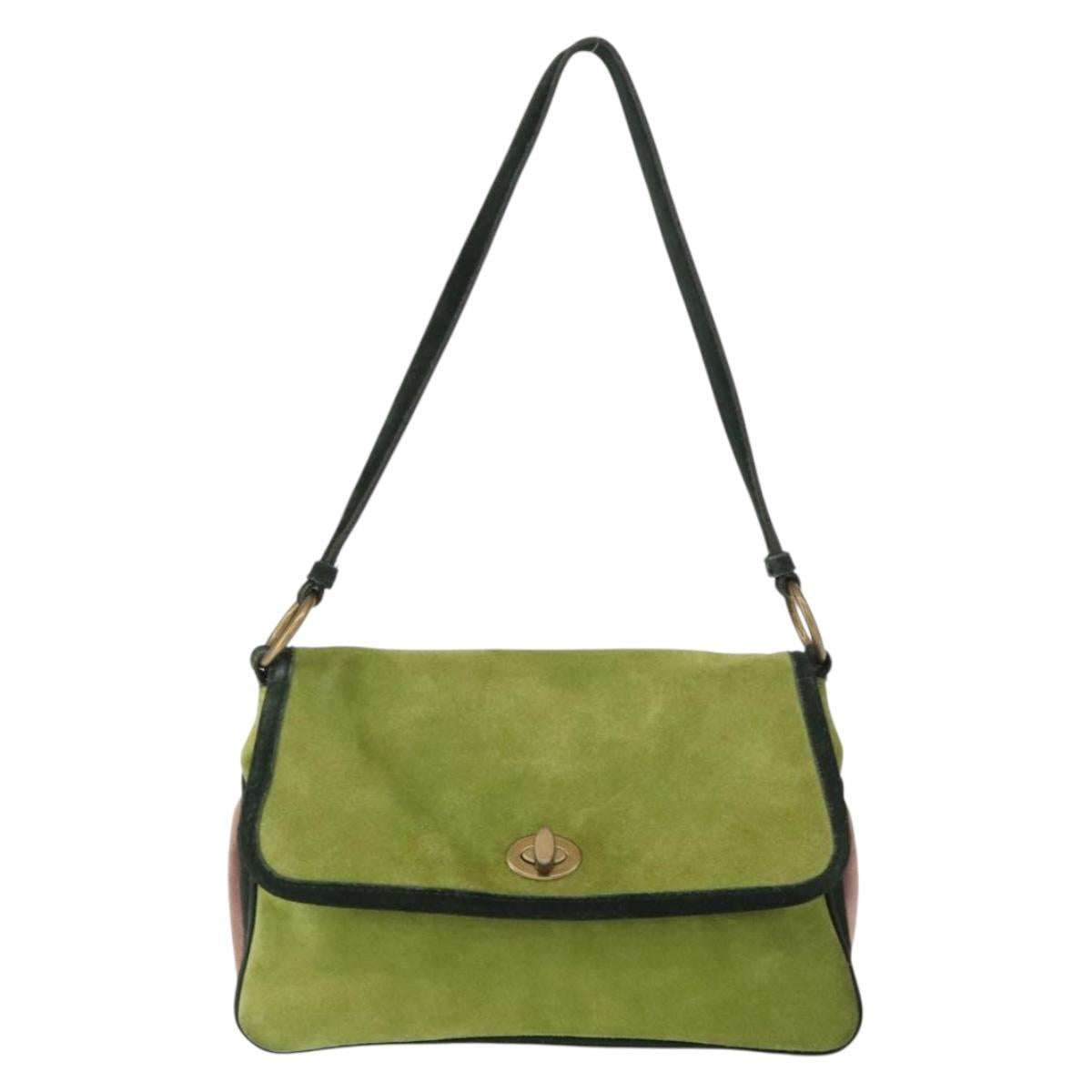 Miu Miu Shoulder Bag Suede Green Auth 156459