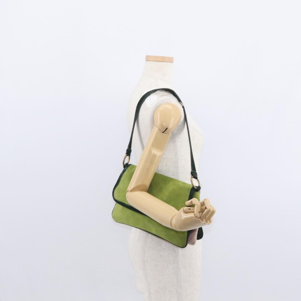 Miu Miu Shoulder Bag Suede Green Auth 156459