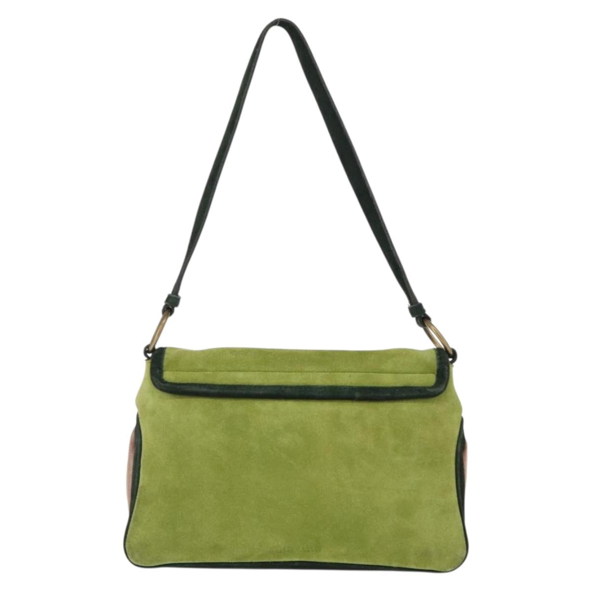 Miu Miu Shoulder Bag Suede Green Auth 156459