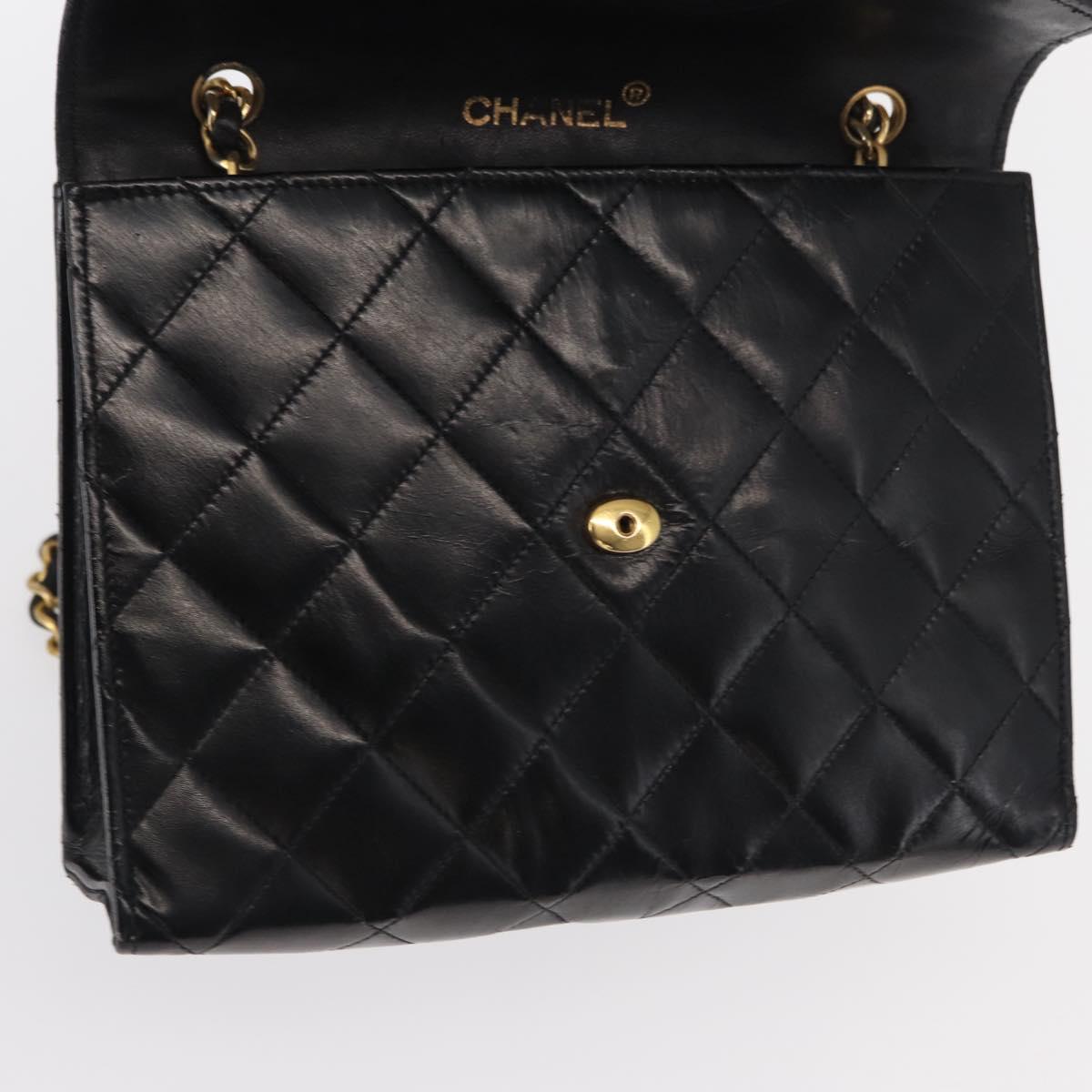 CHANEL Matelasse Chain Shoulder Bag Leather Black Gold CC Auth 156461
