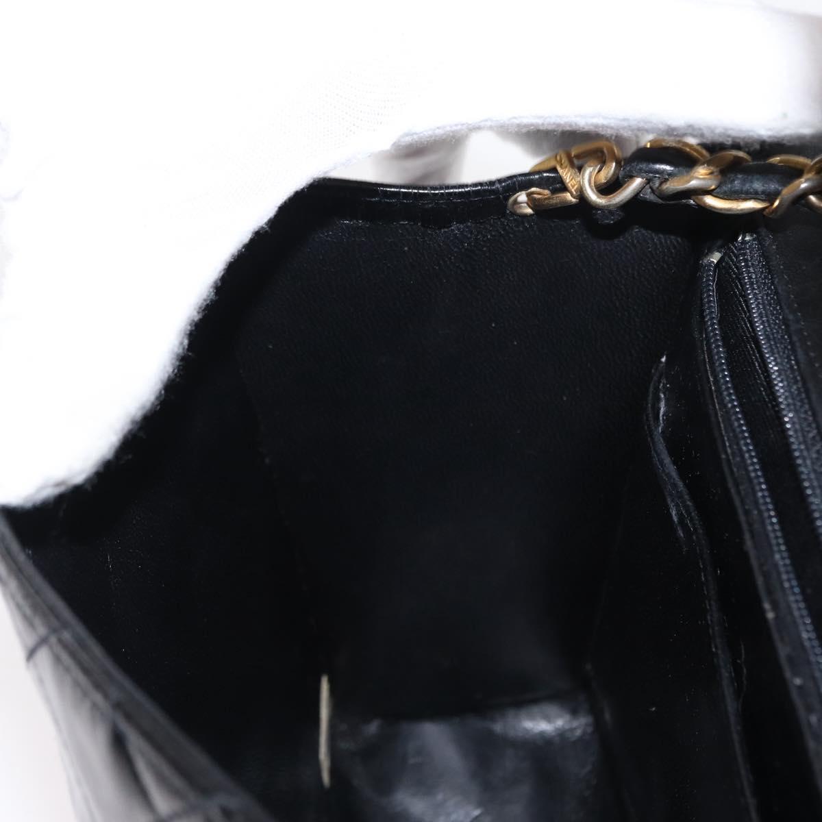 CHANEL Matelasse Chain Shoulder Bag Leather Black Gold CC Auth 156461