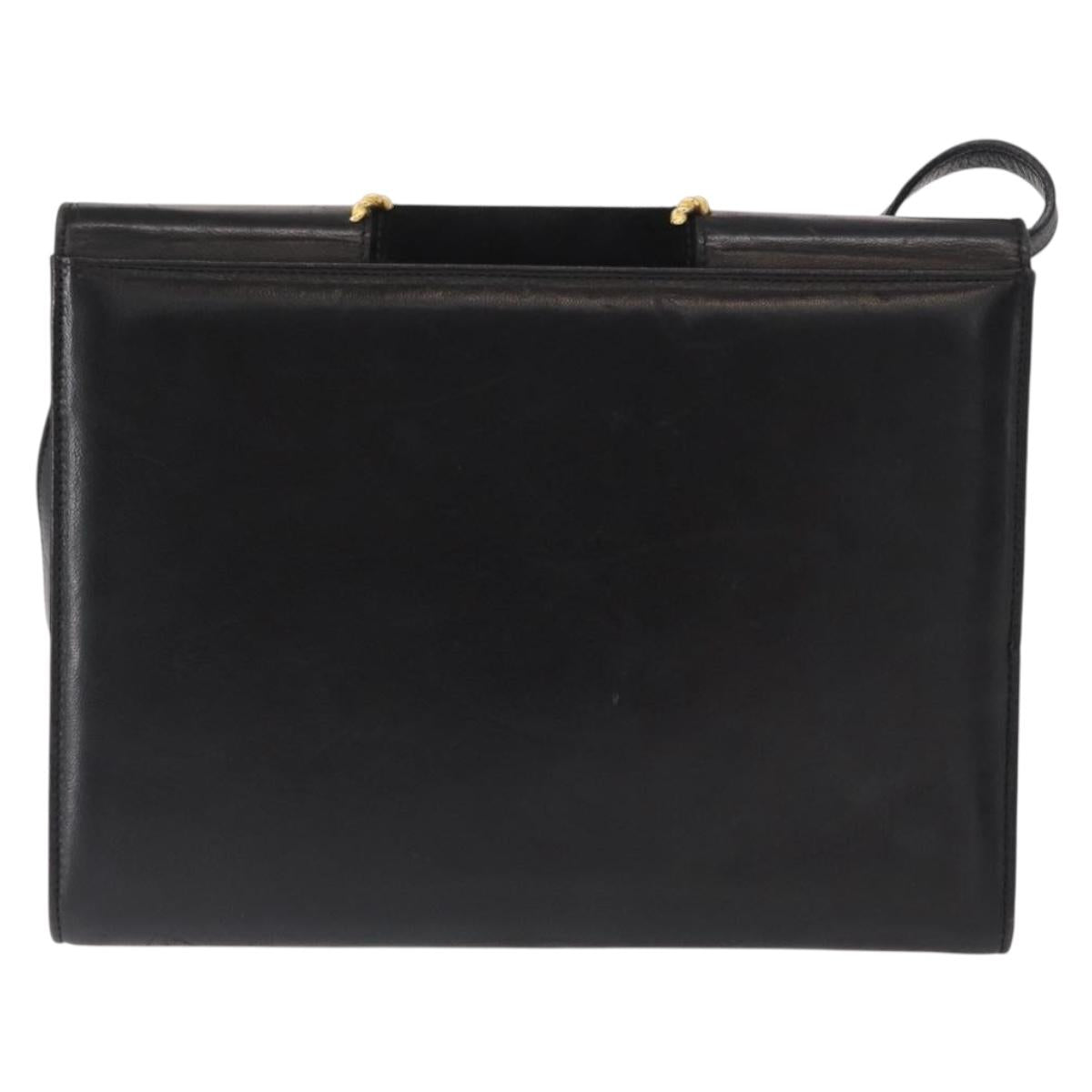 Salvatore Ferragamo Gancini Shoulder Bag Suede Leather Black Gold Auth 156462
