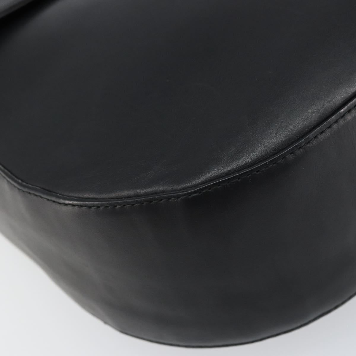 Salvatore Ferragamo Gancini Shoulder Bag Leather Black Gold Auth 156463