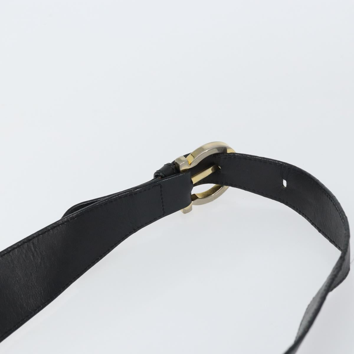 Salvatore Ferragamo Gancini Shoulder Bag Leather Black Gold Auth 156463