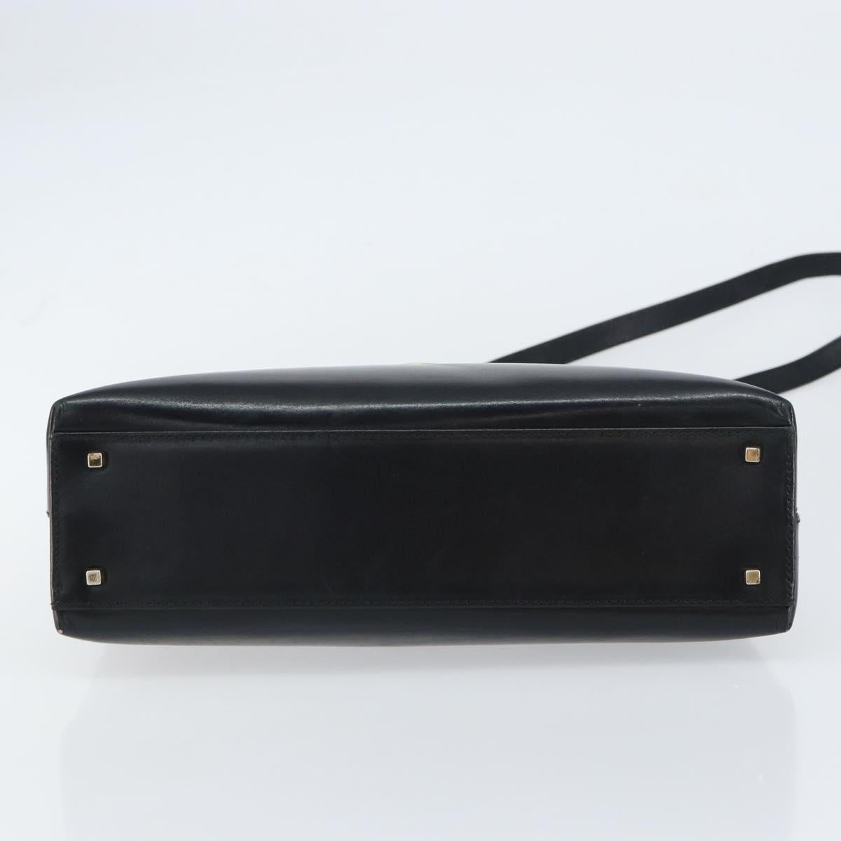 Salvatore Ferragamo Gancini Hand Bag Leather 2way Black Gold Auth 156465