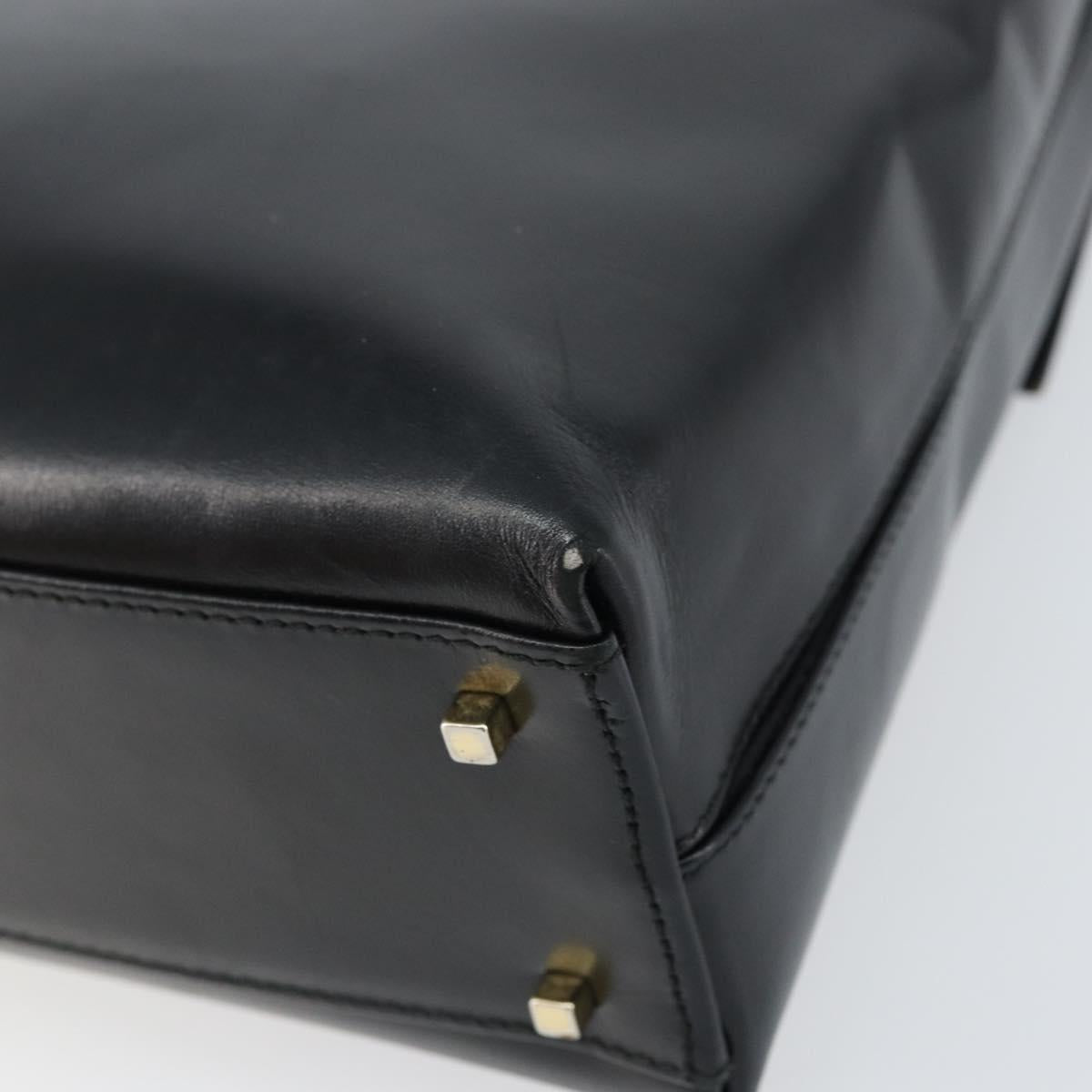 Salvatore Ferragamo Gancini Hand Bag Leather 2way Black Gold Auth 156465