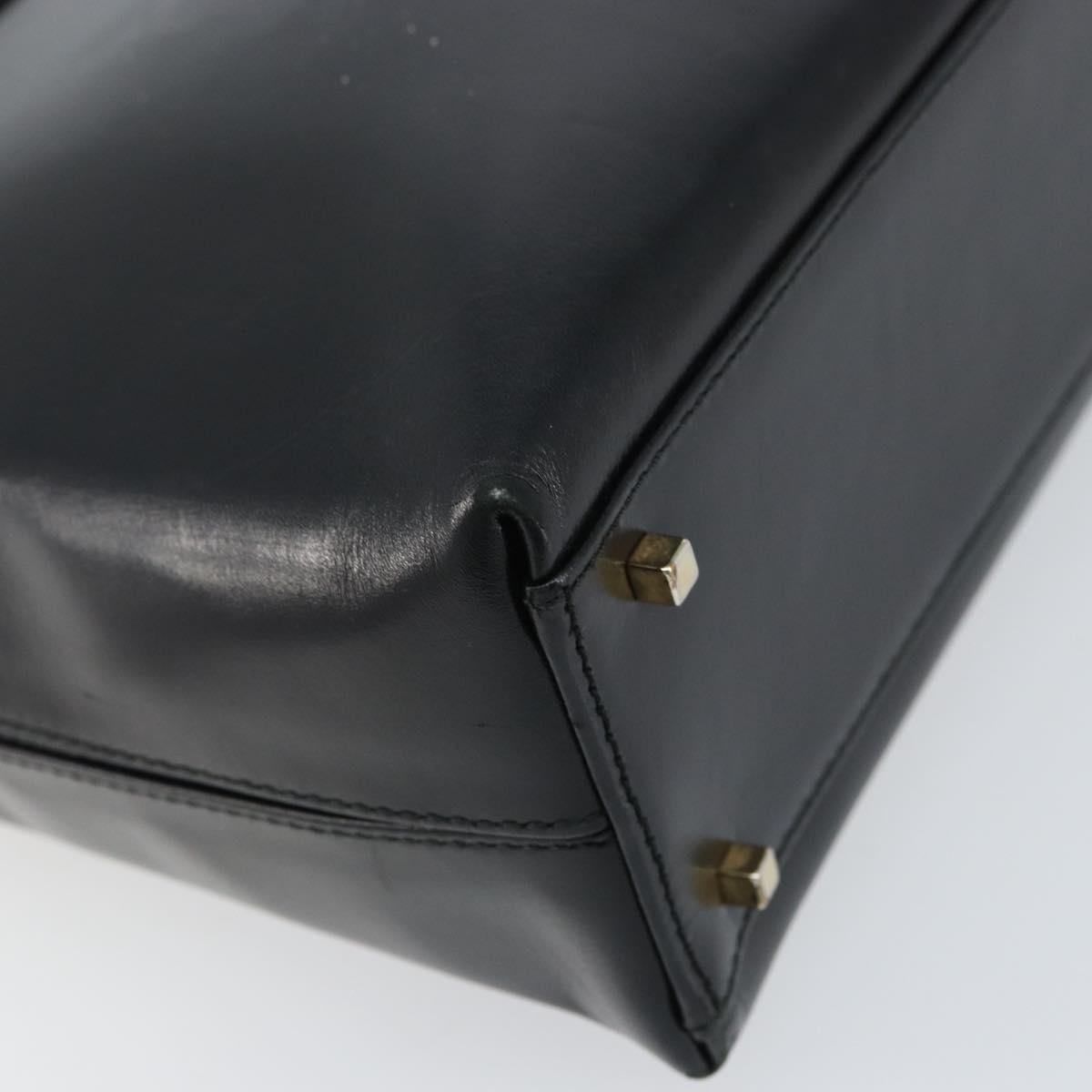 Salvatore Ferragamo Gancini Hand Bag Leather 2way Black Gold Auth 156465