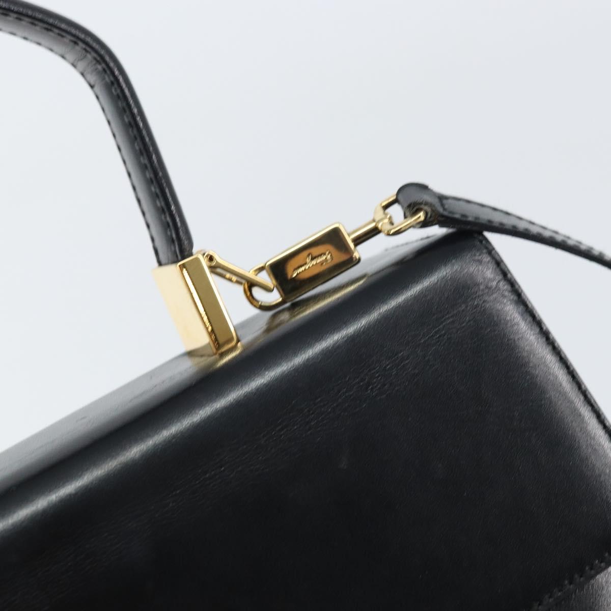 Salvatore Ferragamo Gancini Hand Bag Leather 2way Black Gold Auth 156465