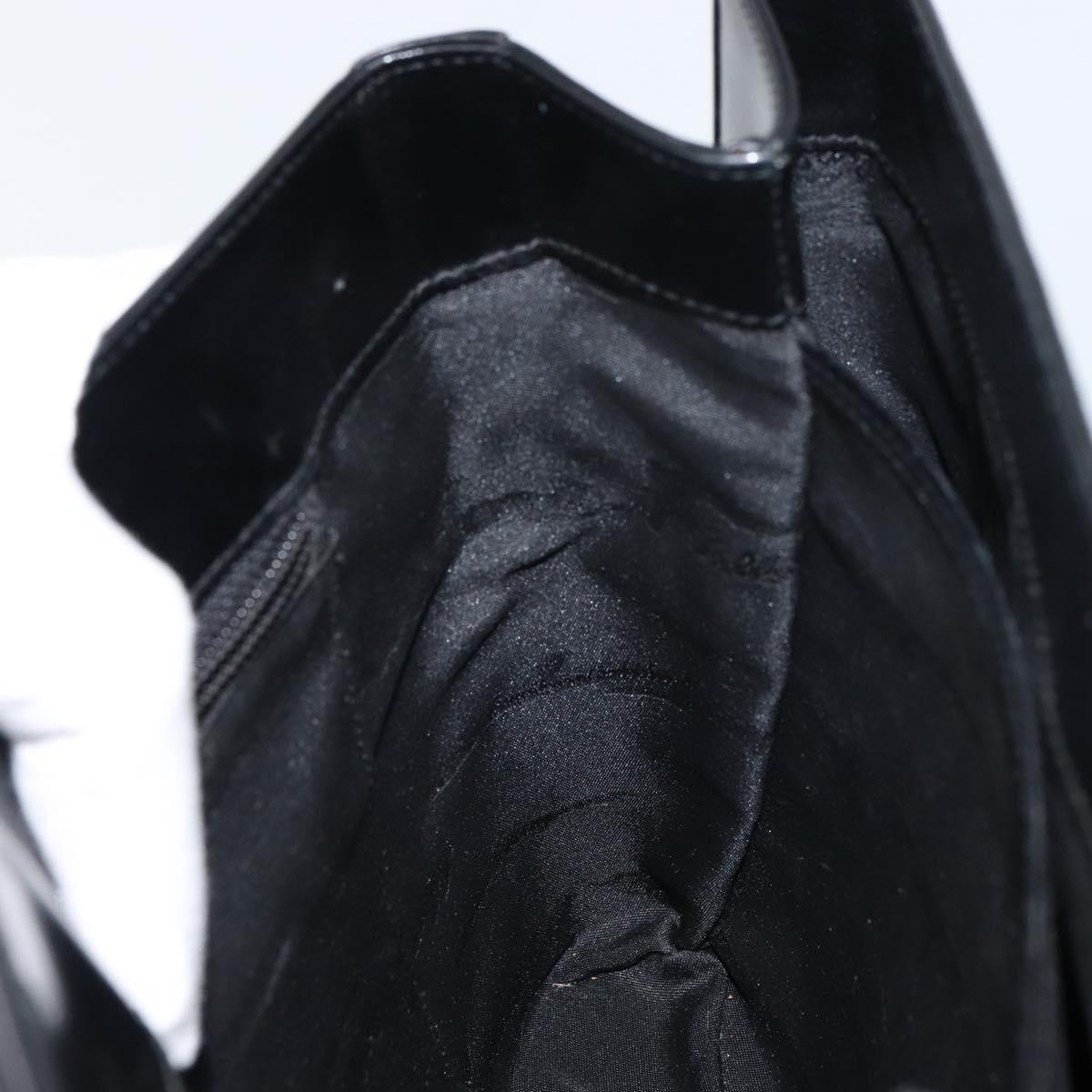 Salvatore Ferragamo Gancini Hand Bag Leather 2way Black Gold Auth 156465