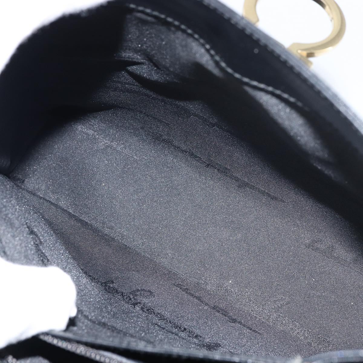Salvatore Ferragamo Gancini Hand Bag Leather 2way Black Gold Auth 156465
