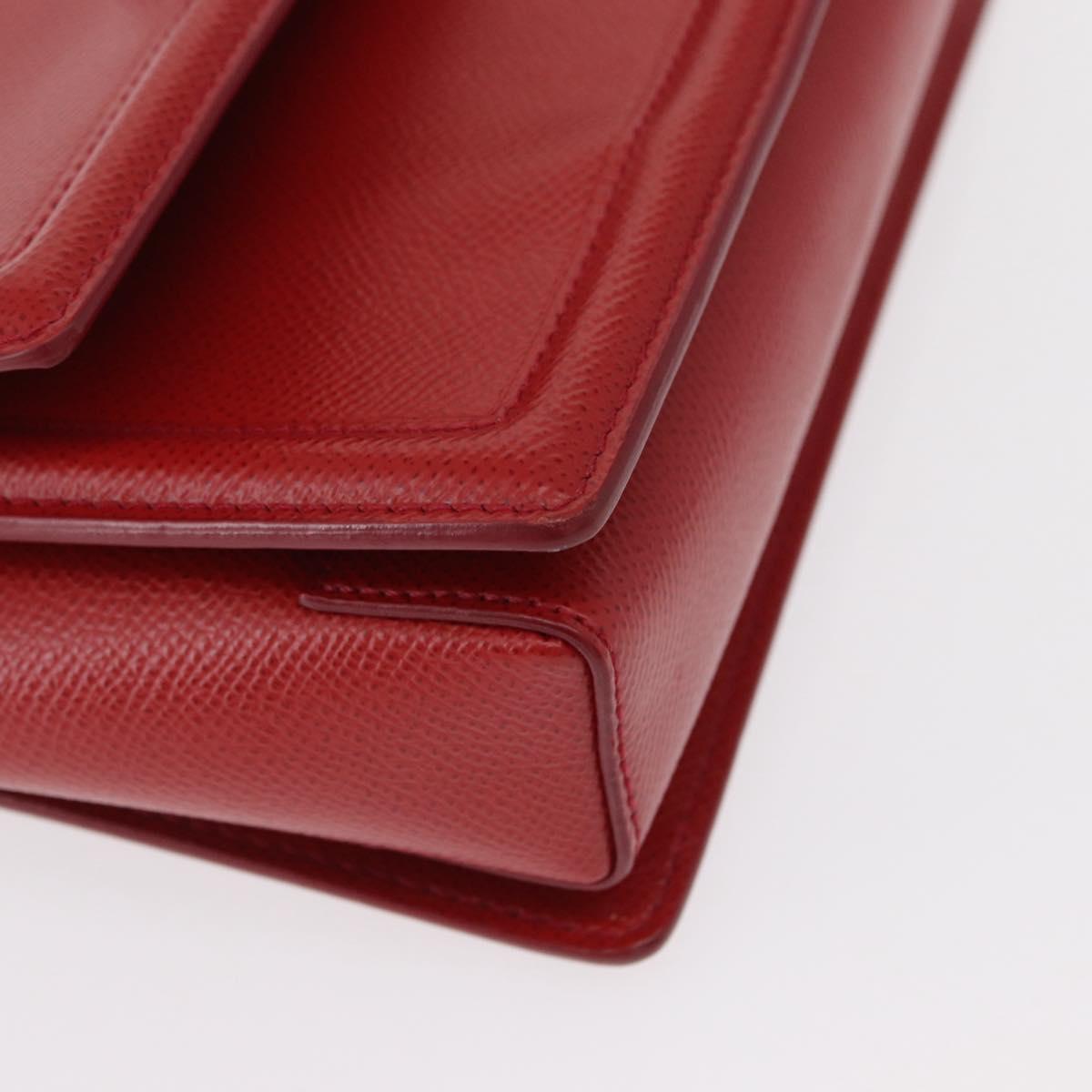 Salvatore Ferragamo Chain Vala Shoulder Bag Leather Red Gold Auth 156466V