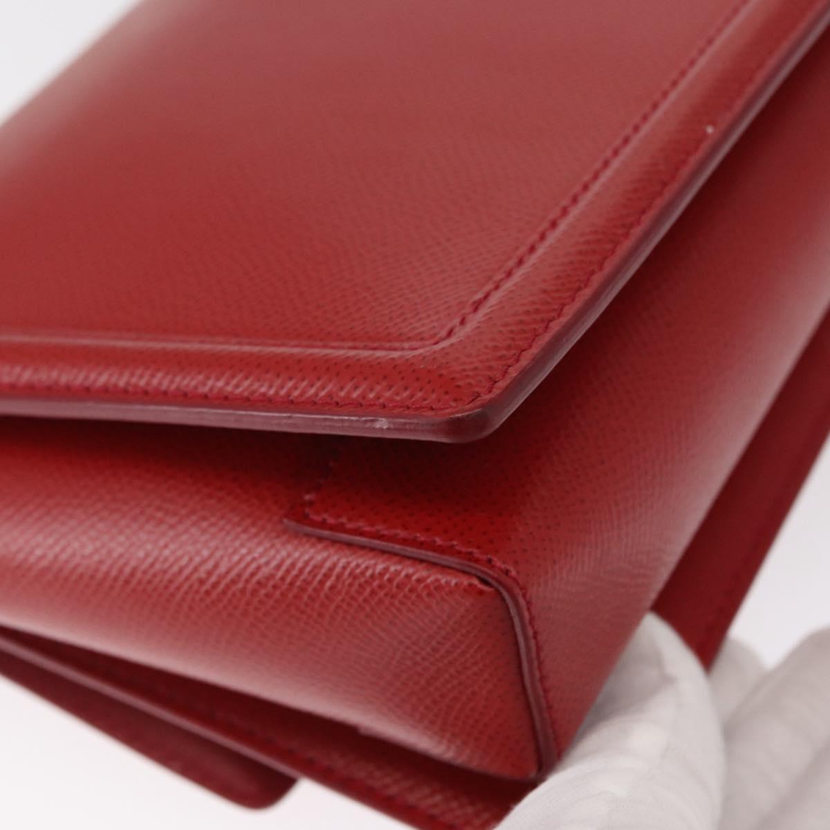 Salvatore Ferragamo Chain Vala Shoulder Bag Leather Red Gold Auth 156466V