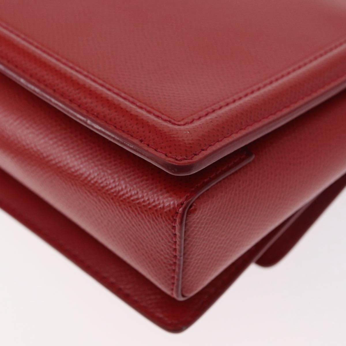 Salvatore Ferragamo Chain Vala Shoulder Bag Leather Red Gold Auth 156466V