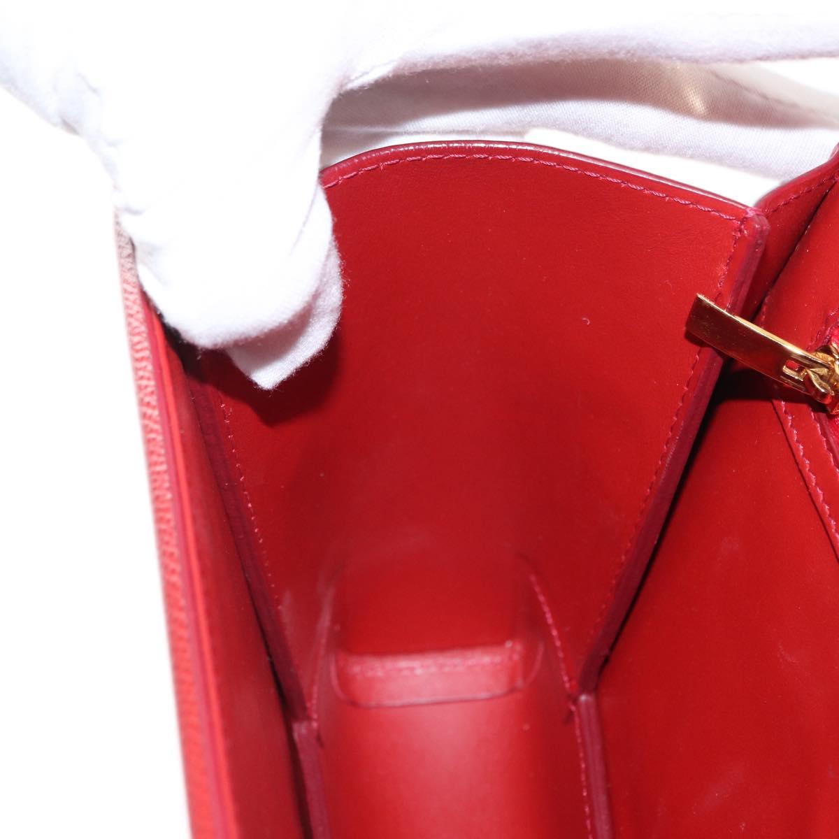 Salvatore Ferragamo Chain Vala Shoulder Bag Leather Red Gold Auth 156466V