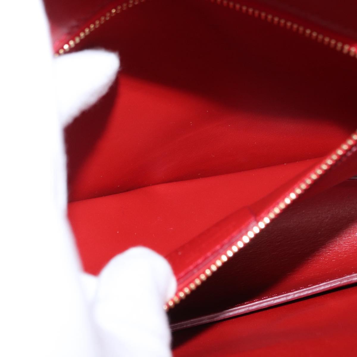 Salvatore Ferragamo Chain Vala Shoulder Bag Leather Red Gold Auth 156466V