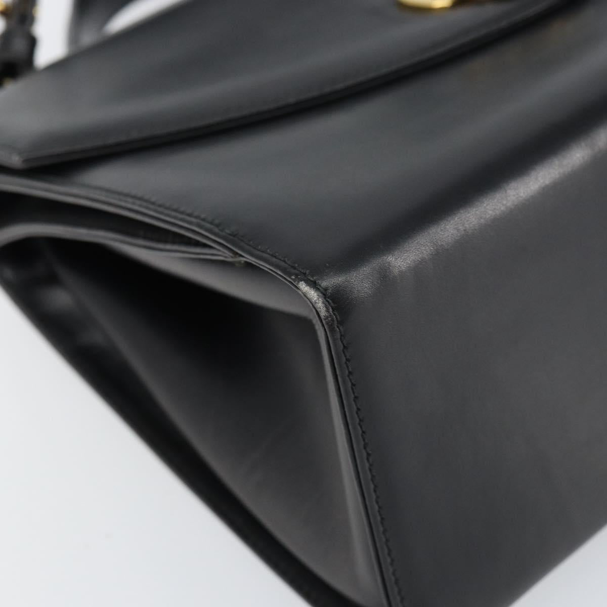 Salvatore Ferragamo Gancini Shoulder Bag Leather 2way Black Gold Auth 156467