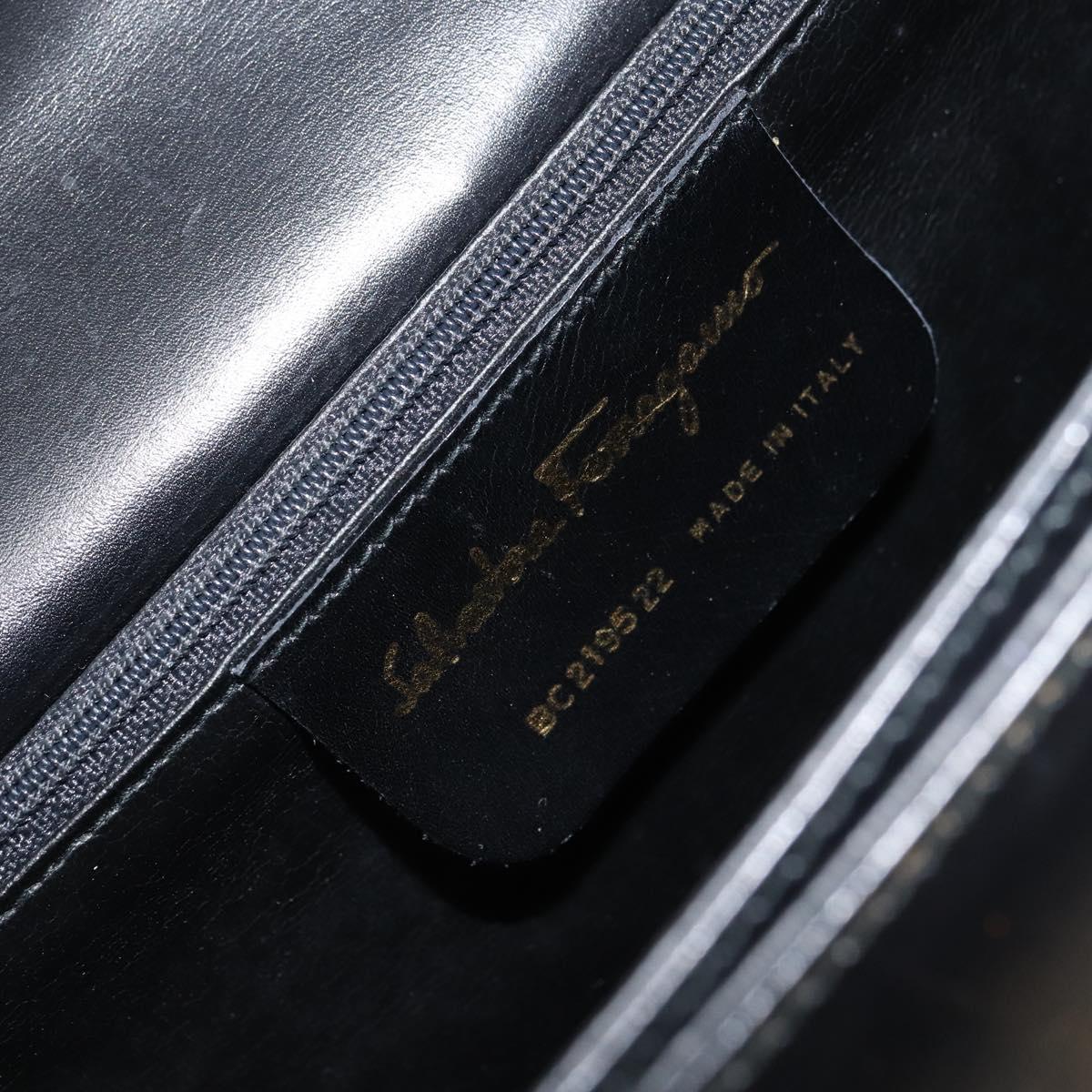 Salvatore Ferragamo Gancini Shoulder Bag Leather 2way Black Gold Auth 156467