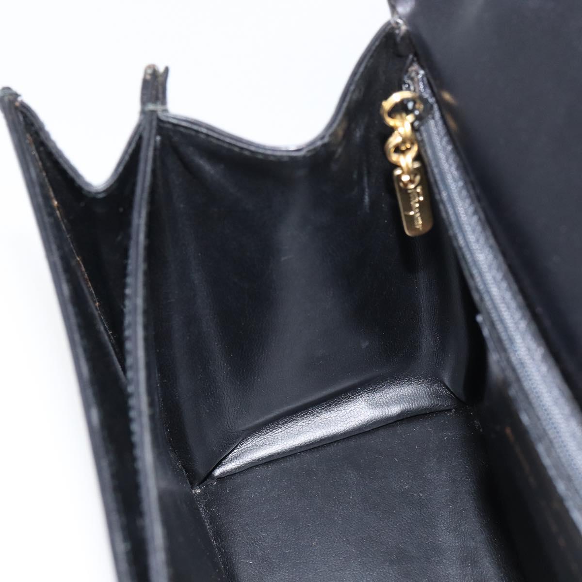 Salvatore Ferragamo Gancini Shoulder Bag Leather 2way Black Gold Auth 156467