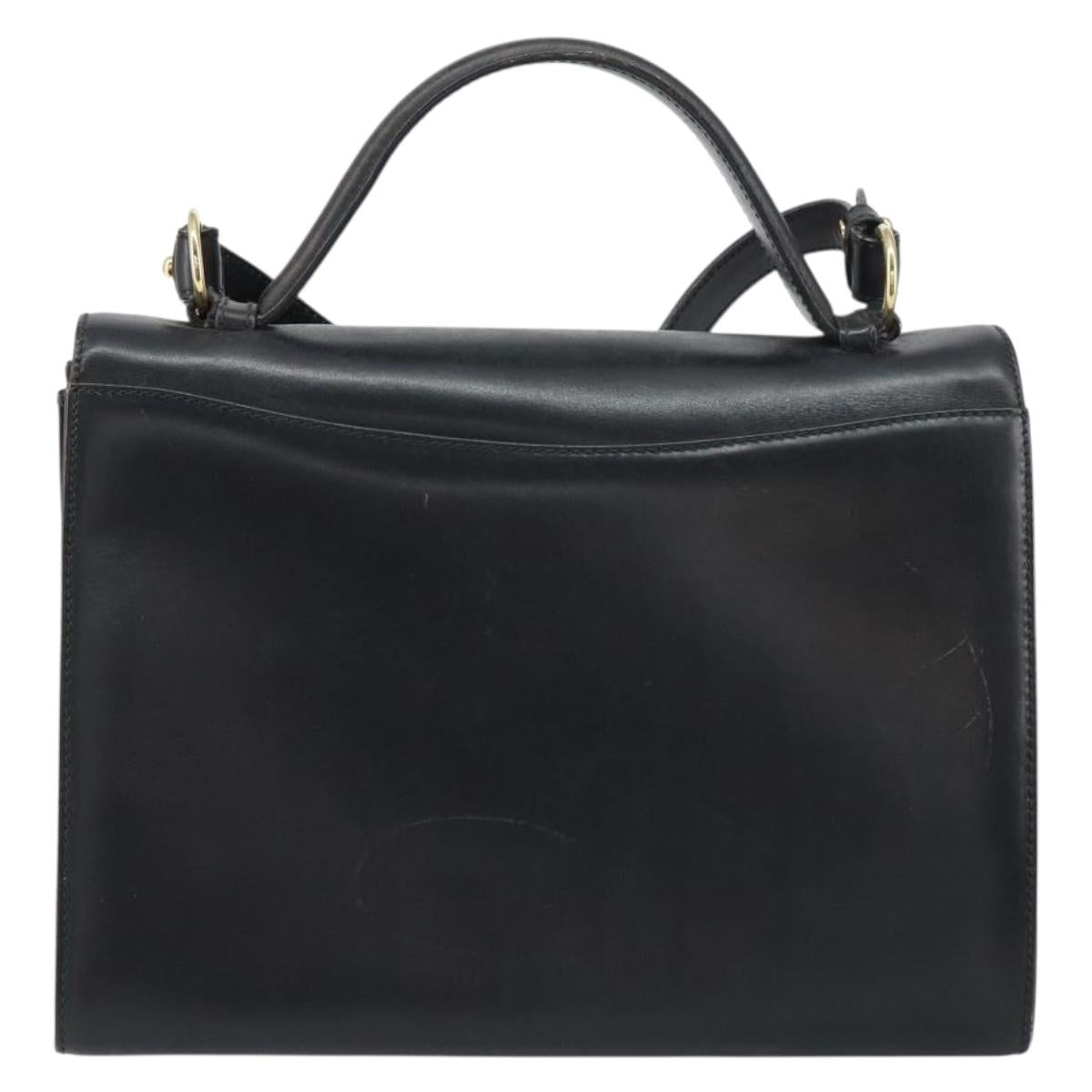 Salvatore Ferragamo Gancini Shoulder Bag Leather 2way Black Gold Auth 156467