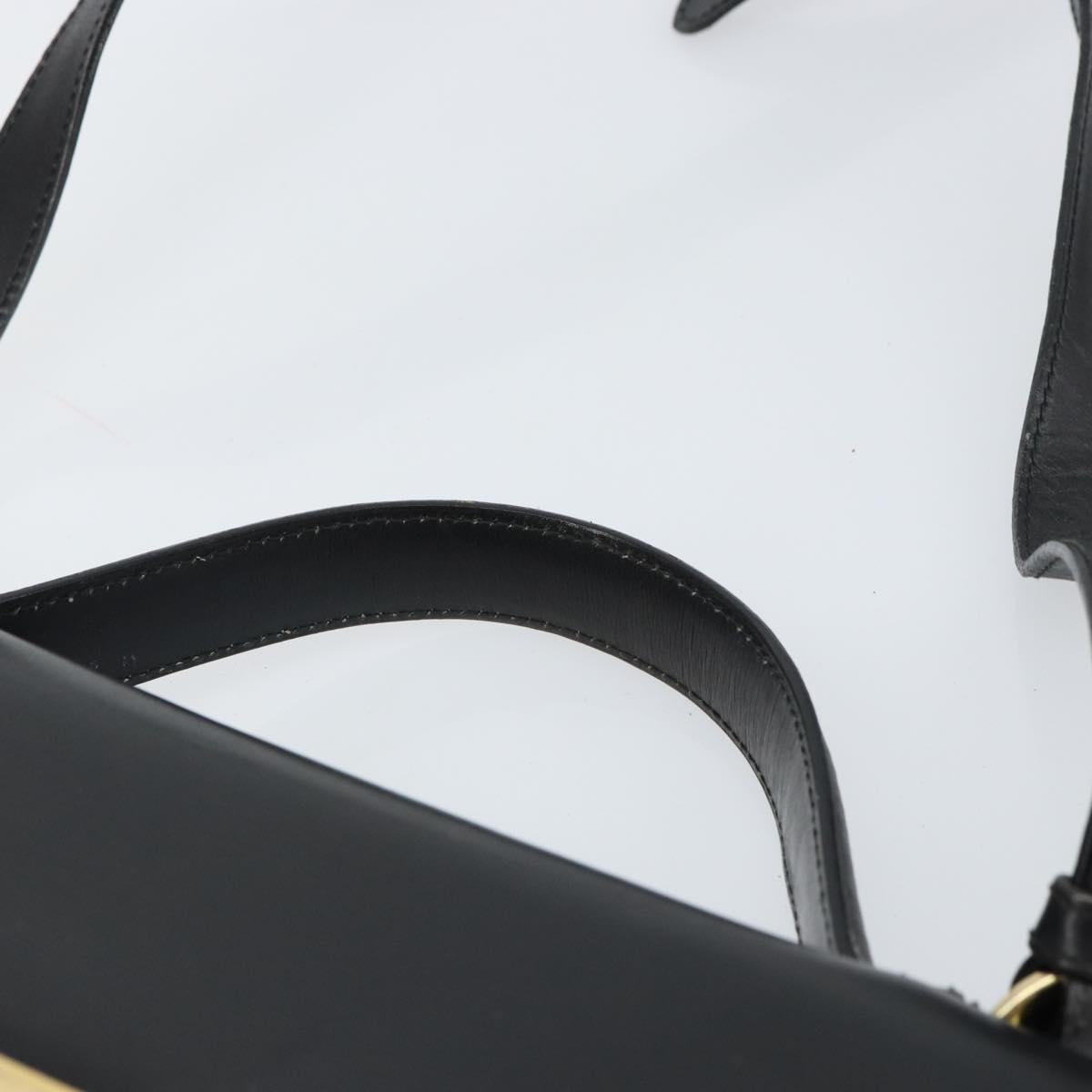 Salvatore Ferragamo Gancini Shoulder Bag Leather 2way Black Gold Auth 156467