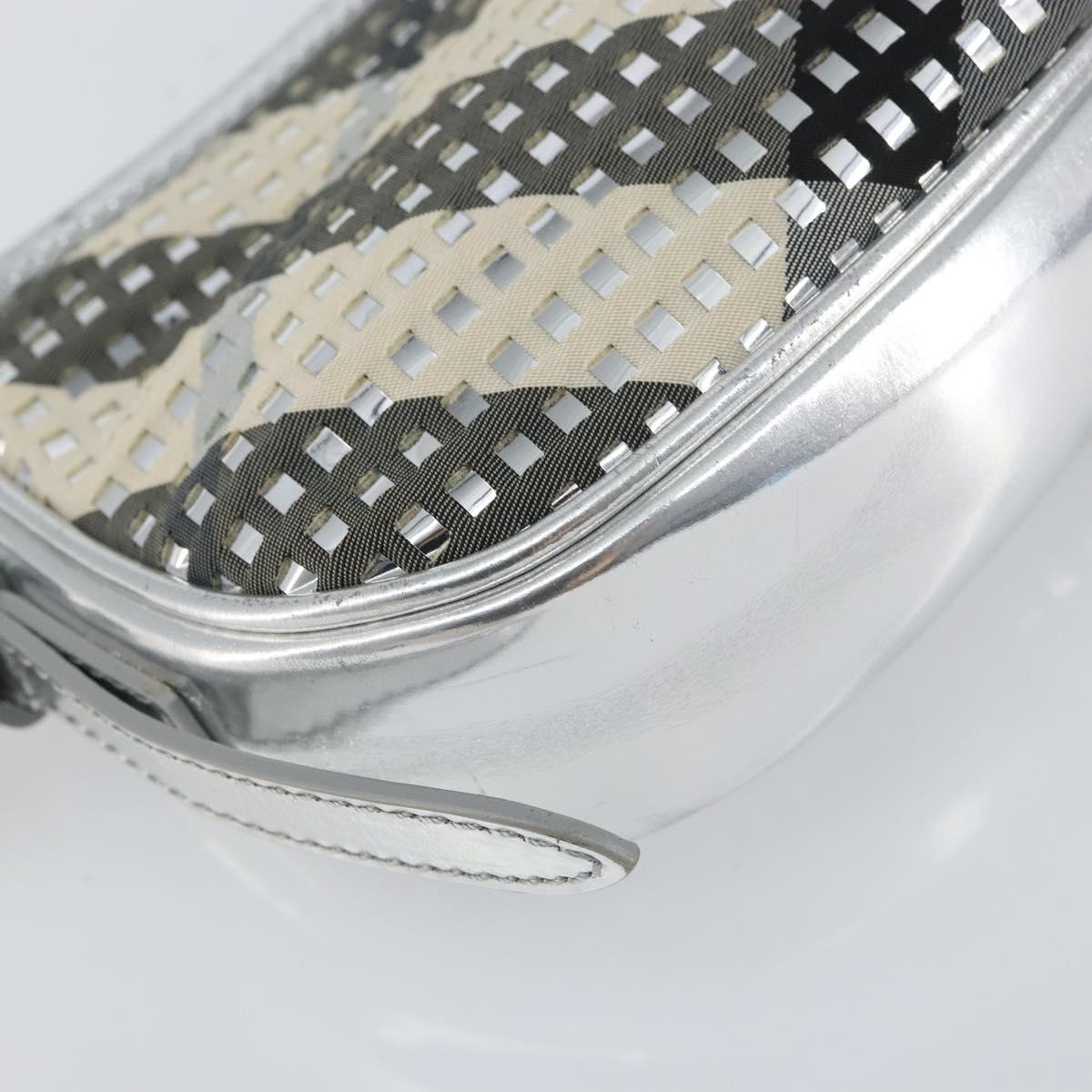 BURBERRY Nova Check Shoulder Bag PVC Silver Auth 156475