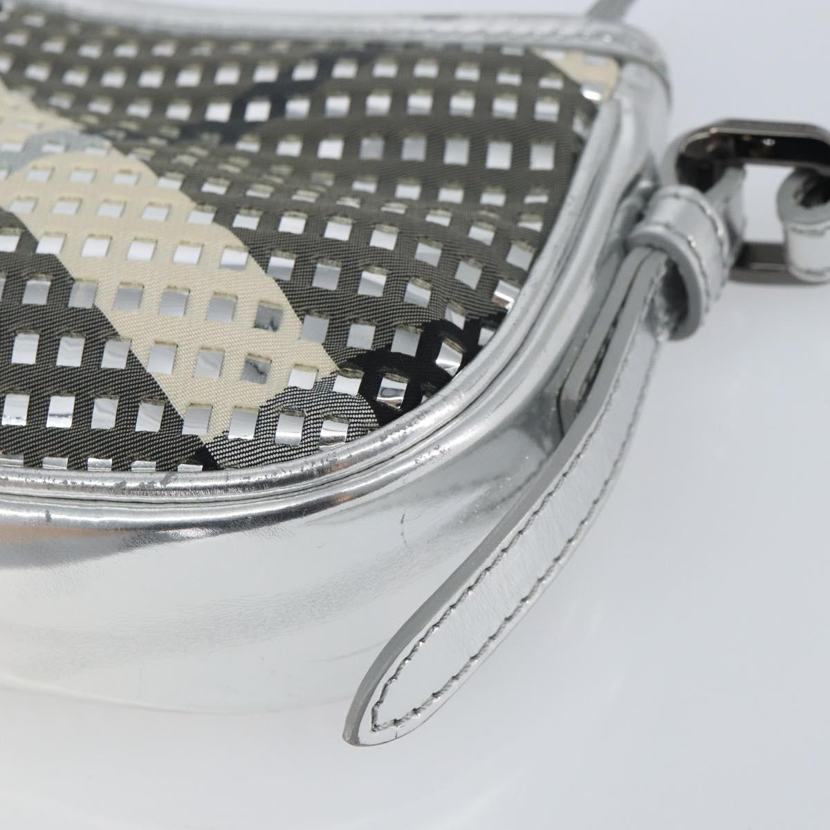 BURBERRY Nova Check Shoulder Bag PVC Silver Auth 156475