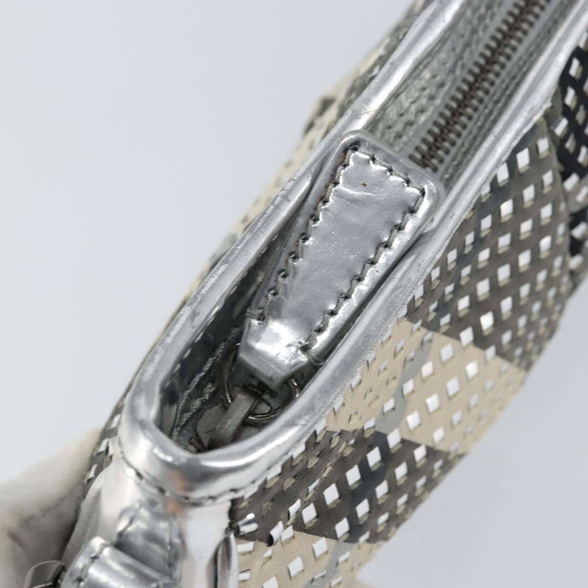 BURBERRY Nova Check Shoulder Bag PVC Silver Auth 156475