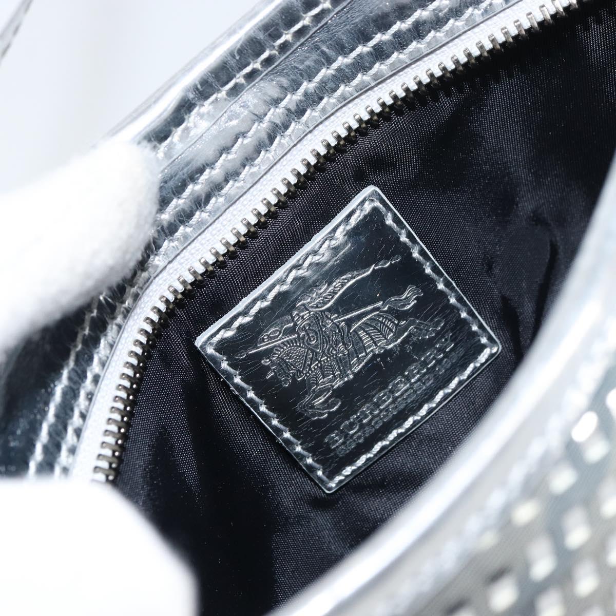 BURBERRY Nova Check Shoulder Bag PVC Silver Auth 156475