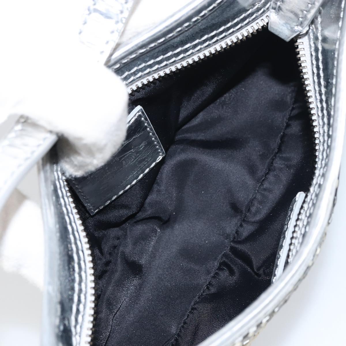 BURBERRY Nova Check Shoulder Bag PVC Silver Auth 156475