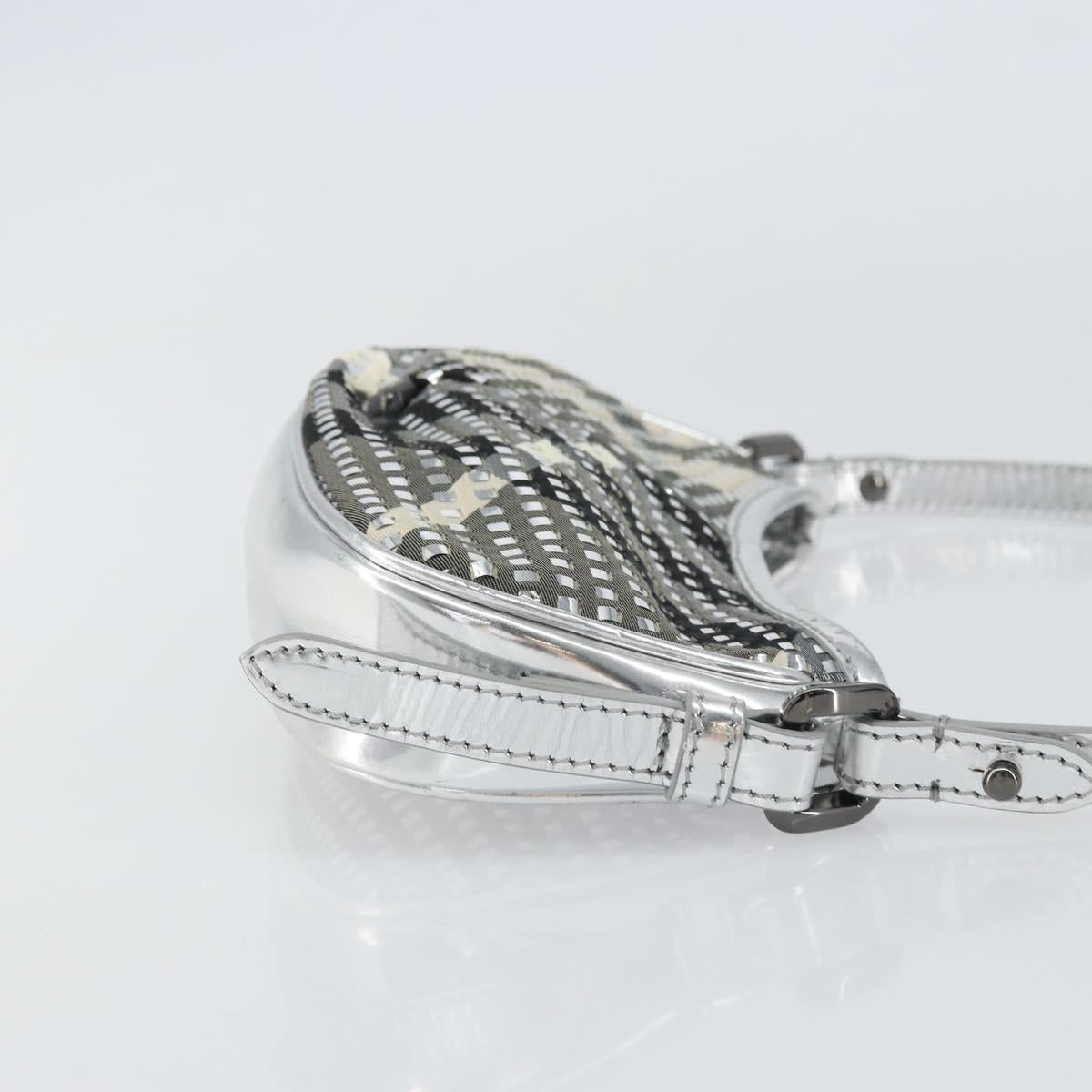 BURBERRY Nova Check Shoulder Bag PVC Silver Auth 156475