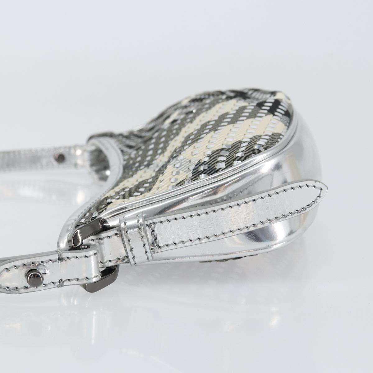 BURBERRY Nova Check Shoulder Bag PVC Silver Auth 156475