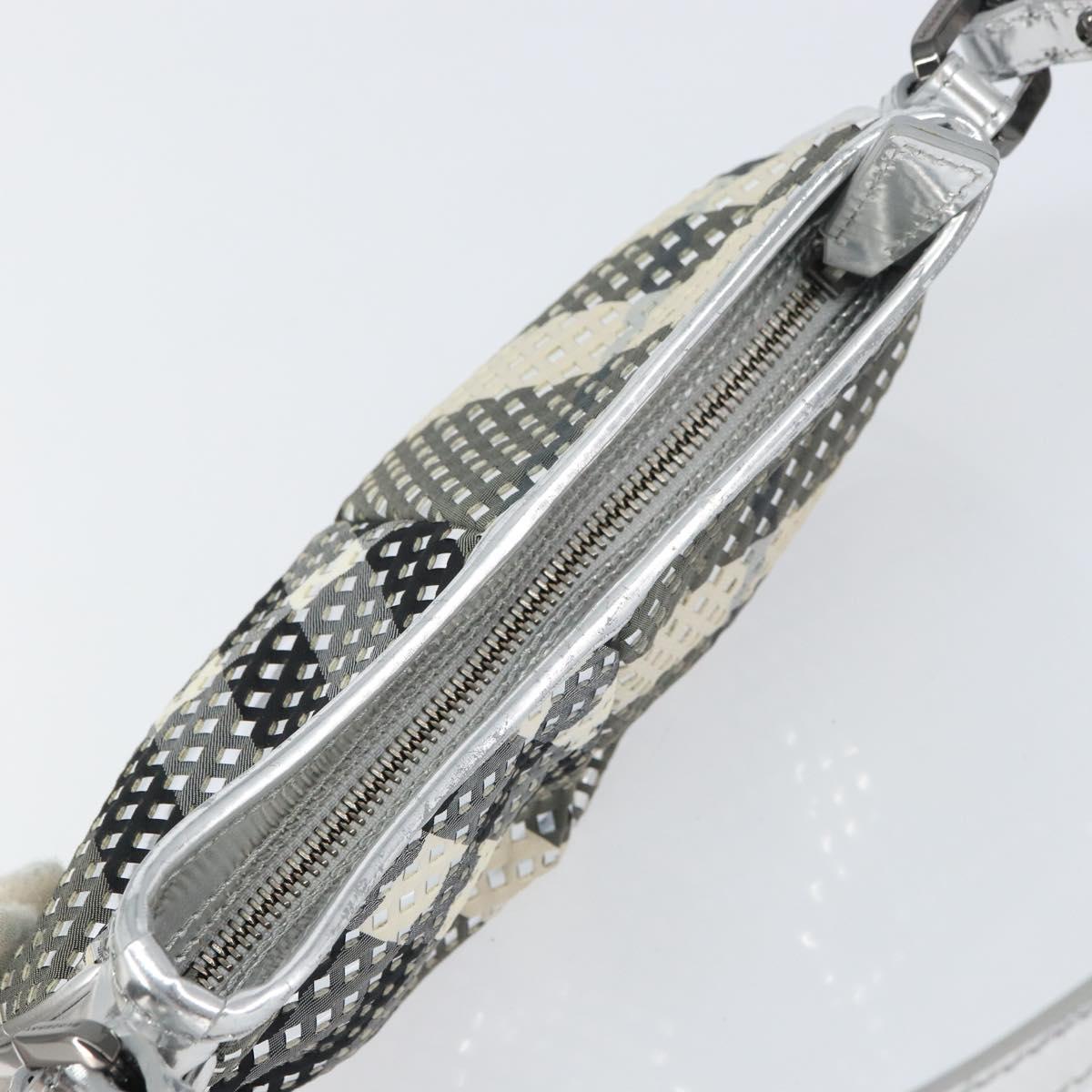 BURBERRY Nova Check Shoulder Bag PVC Silver Auth 156475