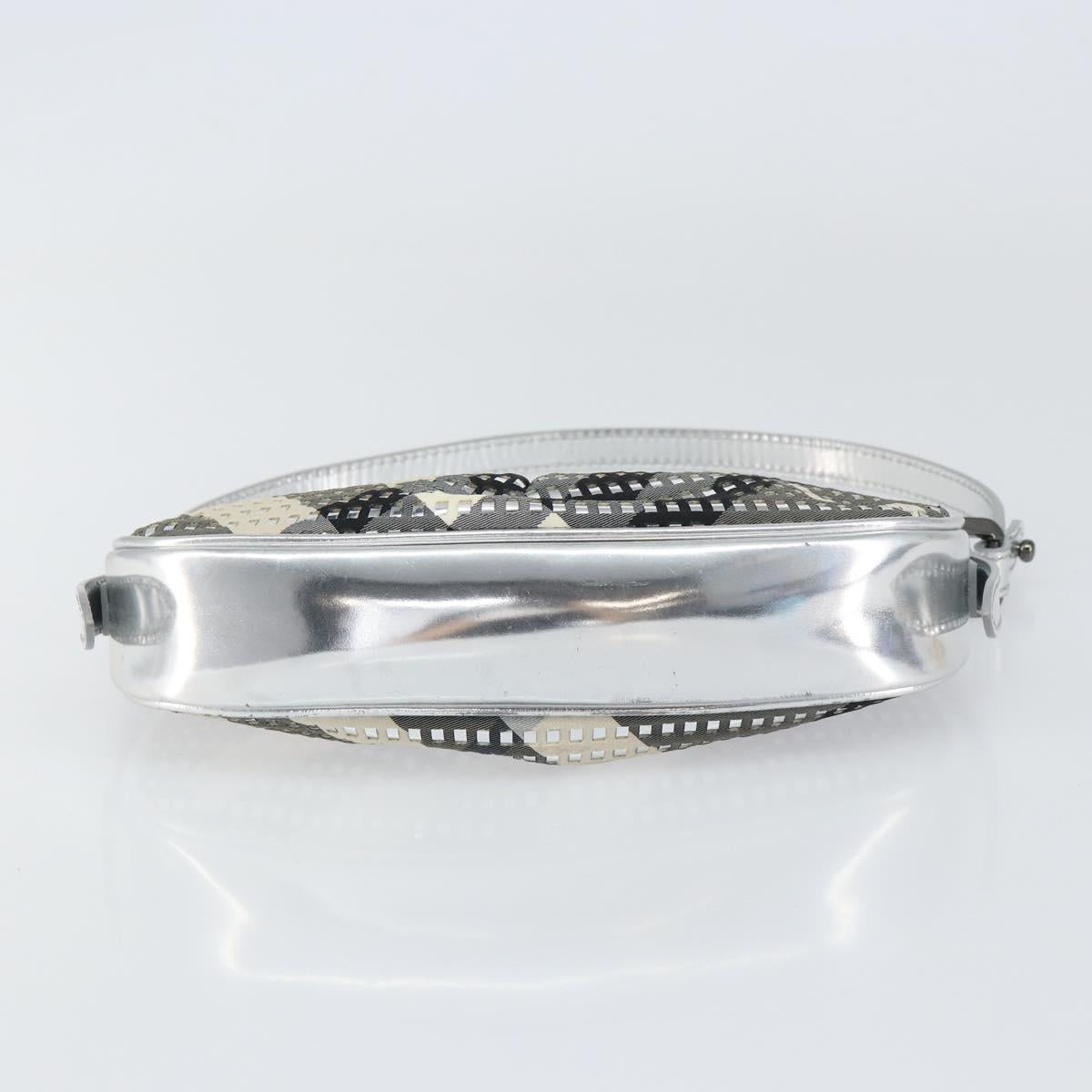 BURBERRY Nova Check Shoulder Bag PVC Silver Auth 156475