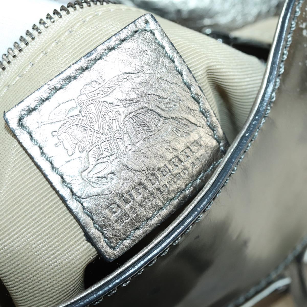 BURBERRY Nova Check Shoulder Bag PVC Beige Silver Auth 156476