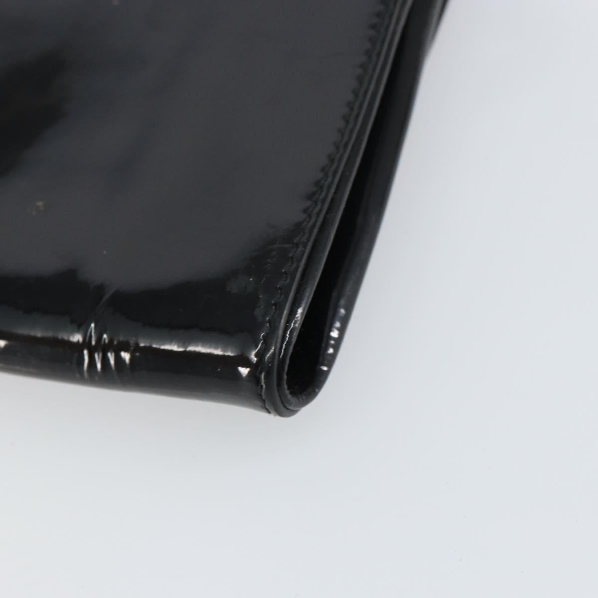 FENDI Shoulder Bag Enamel Black Gold Auth 156479
