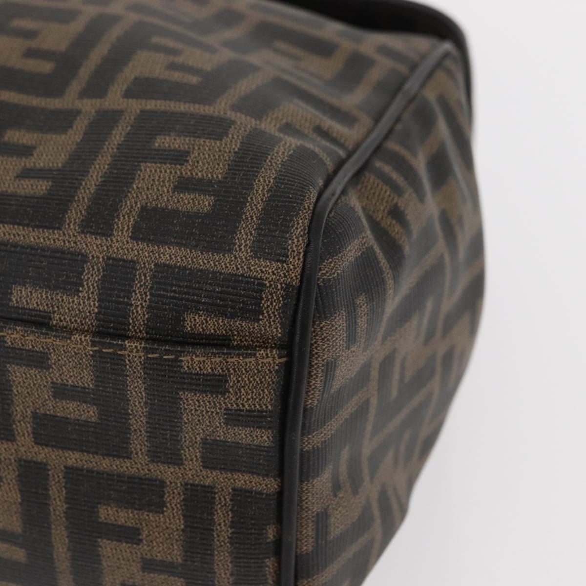 FENDI Zucca Canvas Tote Bag PVC Black Brown Auth 156482
