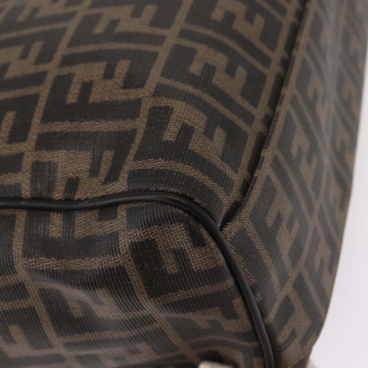 FENDI Zucca Canvas Tote Bag PVC Black Brown Auth 156482