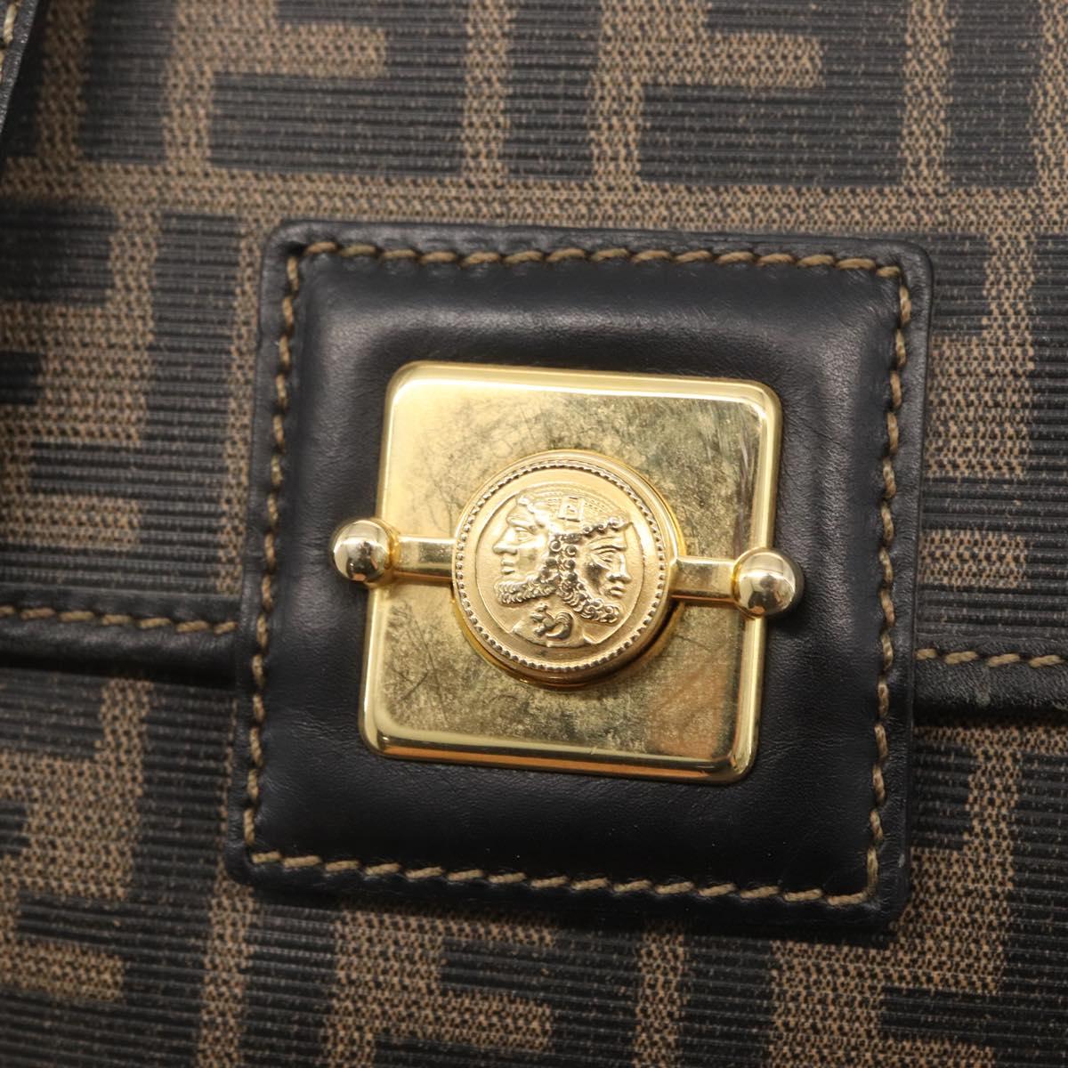 FENDI Zucca Canvas Tote Bag PVC Black Brown Auth 156482