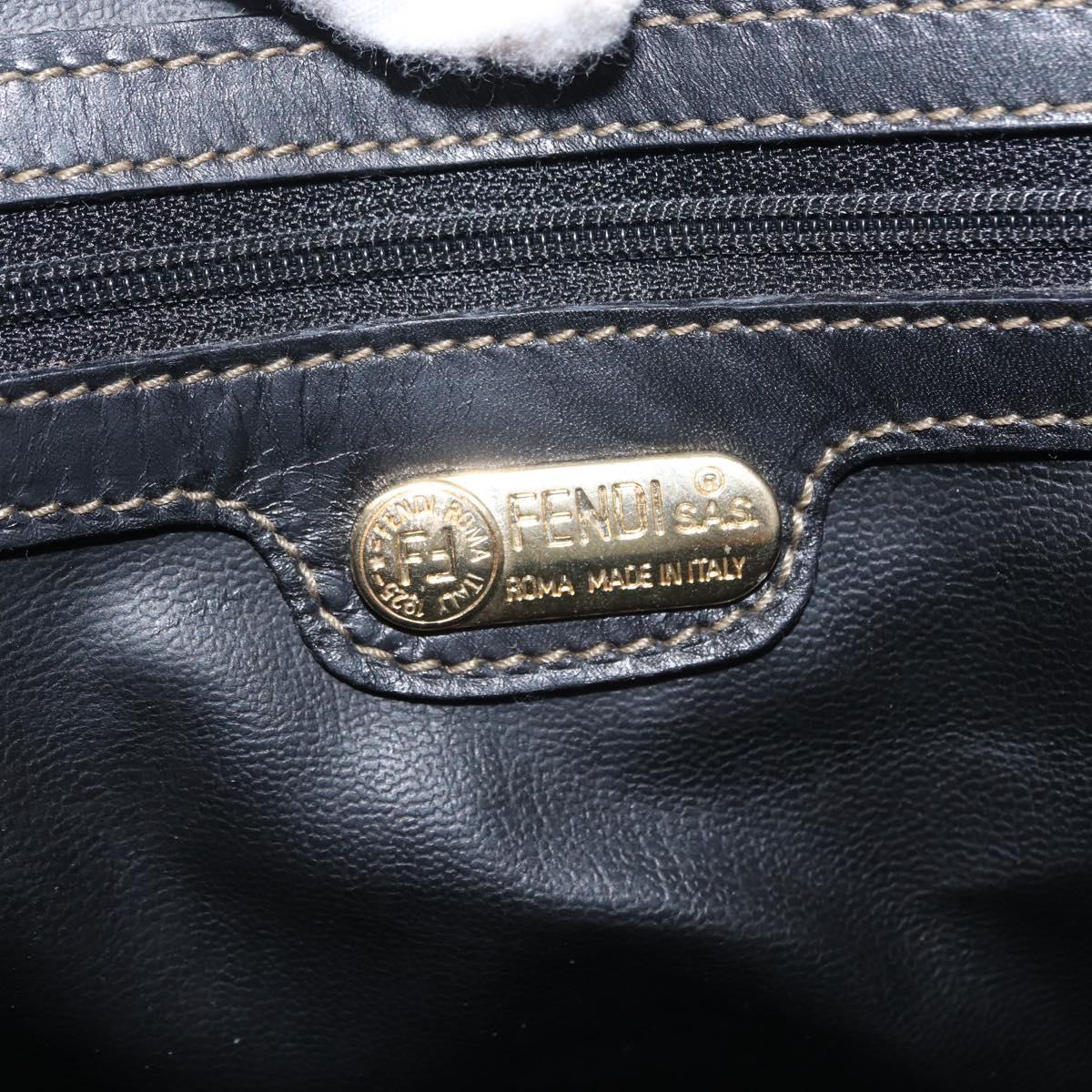 FENDI Zucca Canvas Tote Bag PVC Black Brown Auth 156482