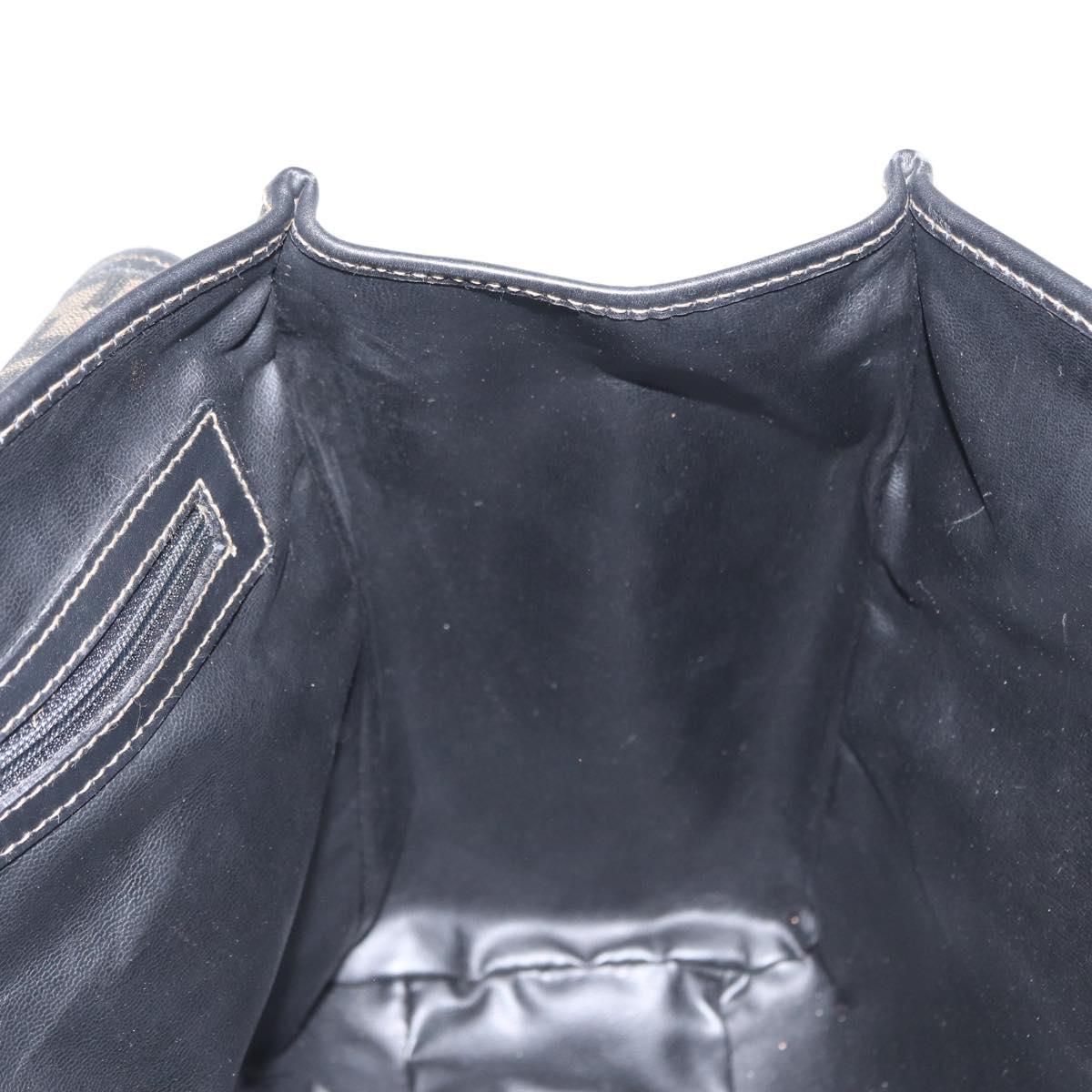 FENDI Zucca Canvas Tote Bag PVC Black Brown Auth 156482