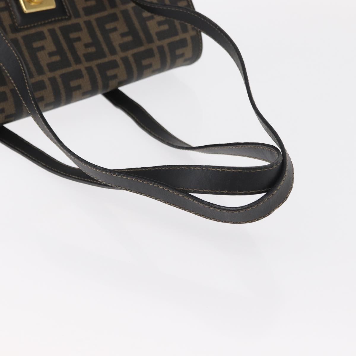 FENDI Zucca Canvas Tote Bag PVC Black Brown Auth 156482