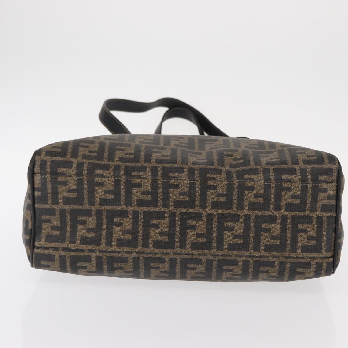 FENDI Zucca Canvas Tote Bag PVC Black Brown Auth 156482