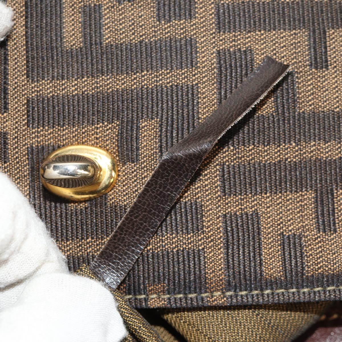 FENDI Zucca Canvas Hand Bag Black Brown Auth 156483V
