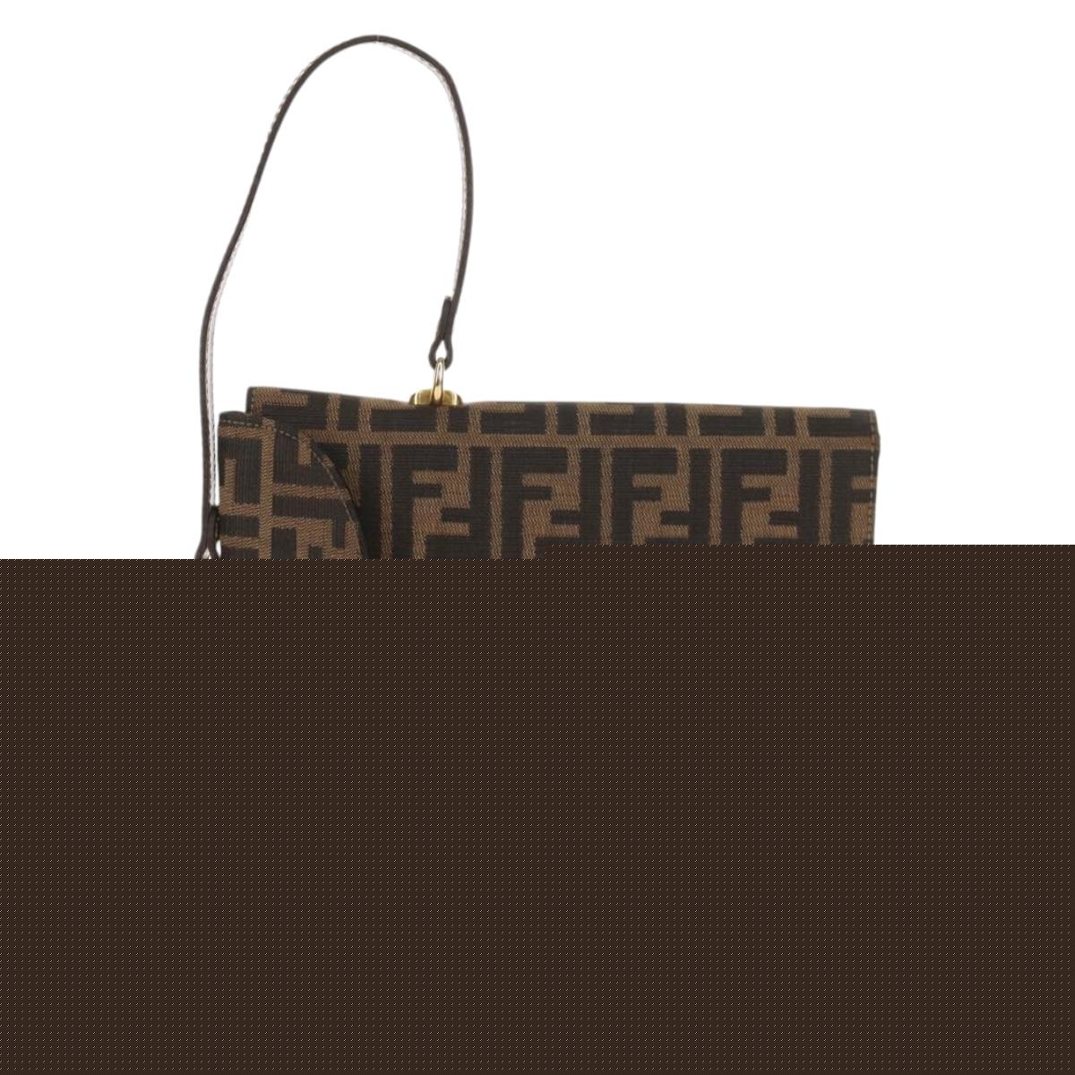 FENDI Zucca Canvas Hand Bag Black Brown Auth 156483V