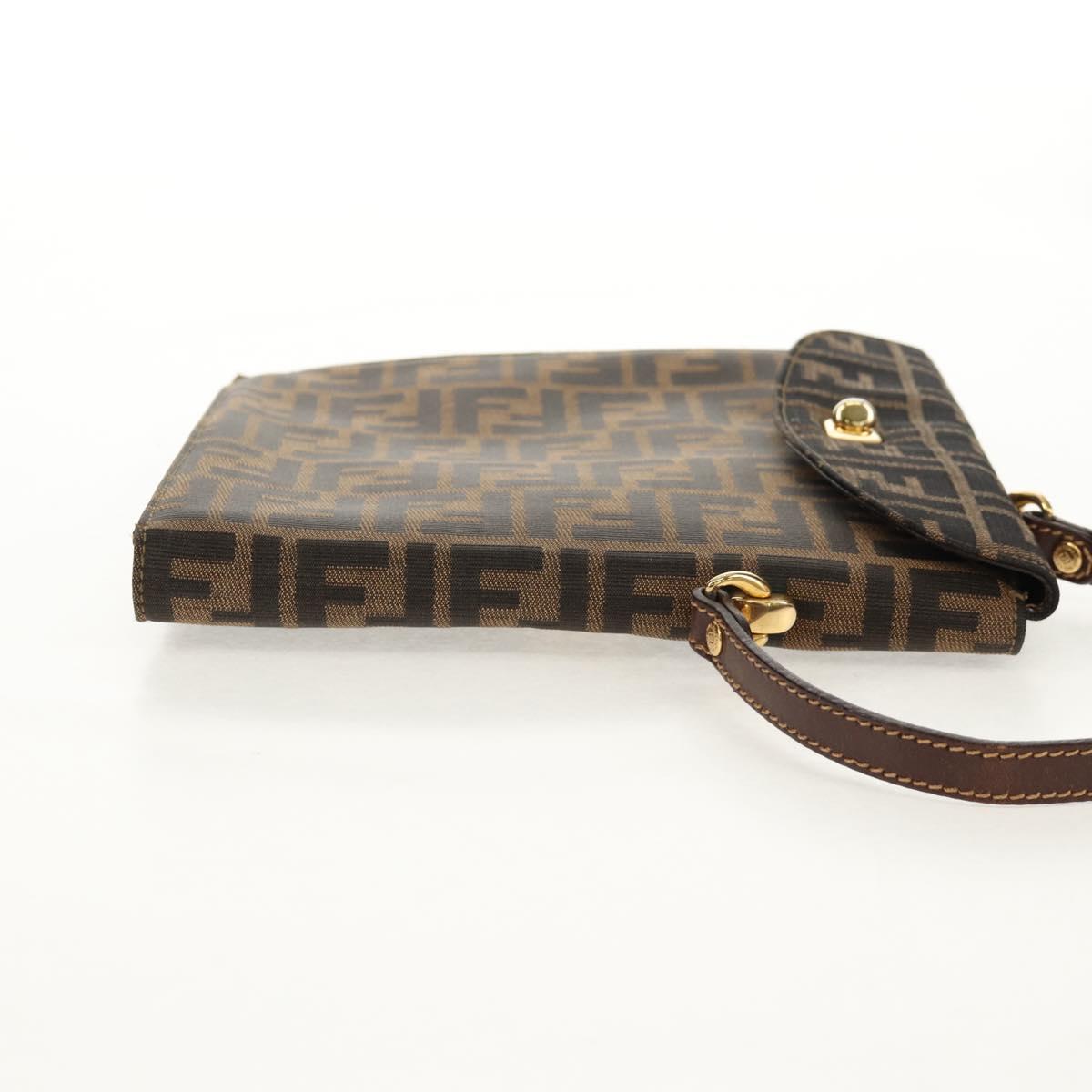 FENDI Zucca Canvas Hand Bag Black Brown Auth 156483V