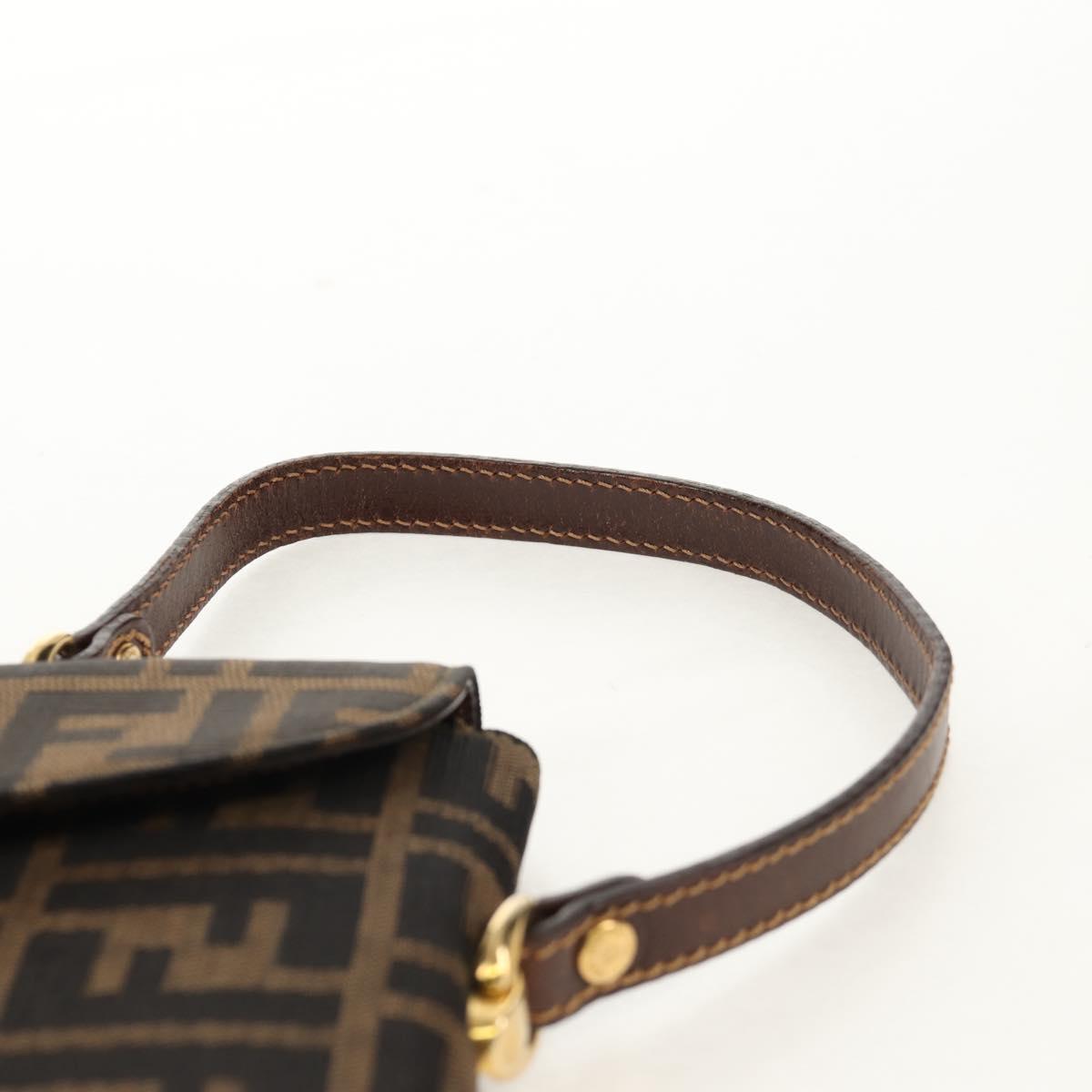 FENDI Zucca Canvas Hand Bag Black Brown Auth 156483V