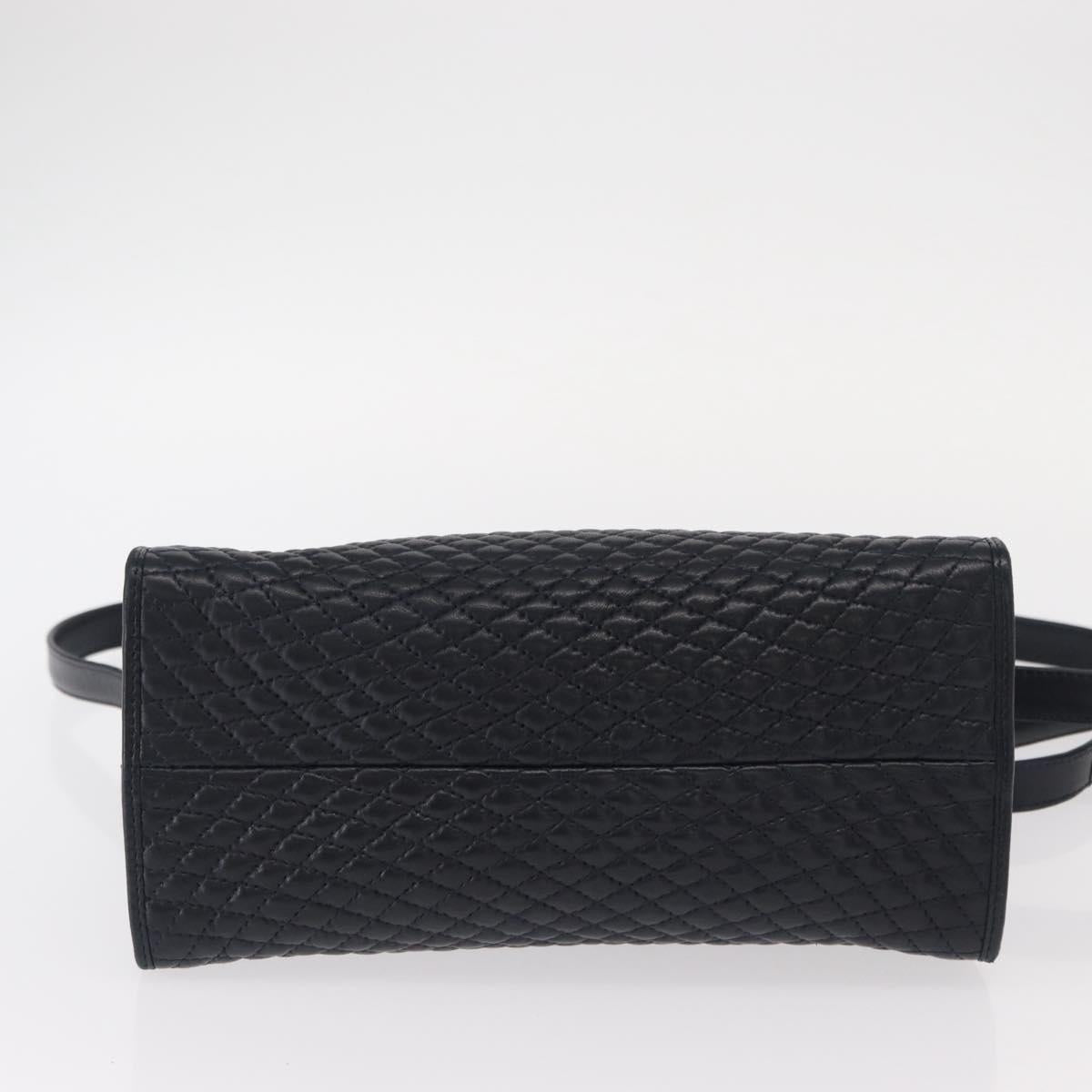 BALLY Shoulder Bag Leather 2way Navy Gold Auth 156489