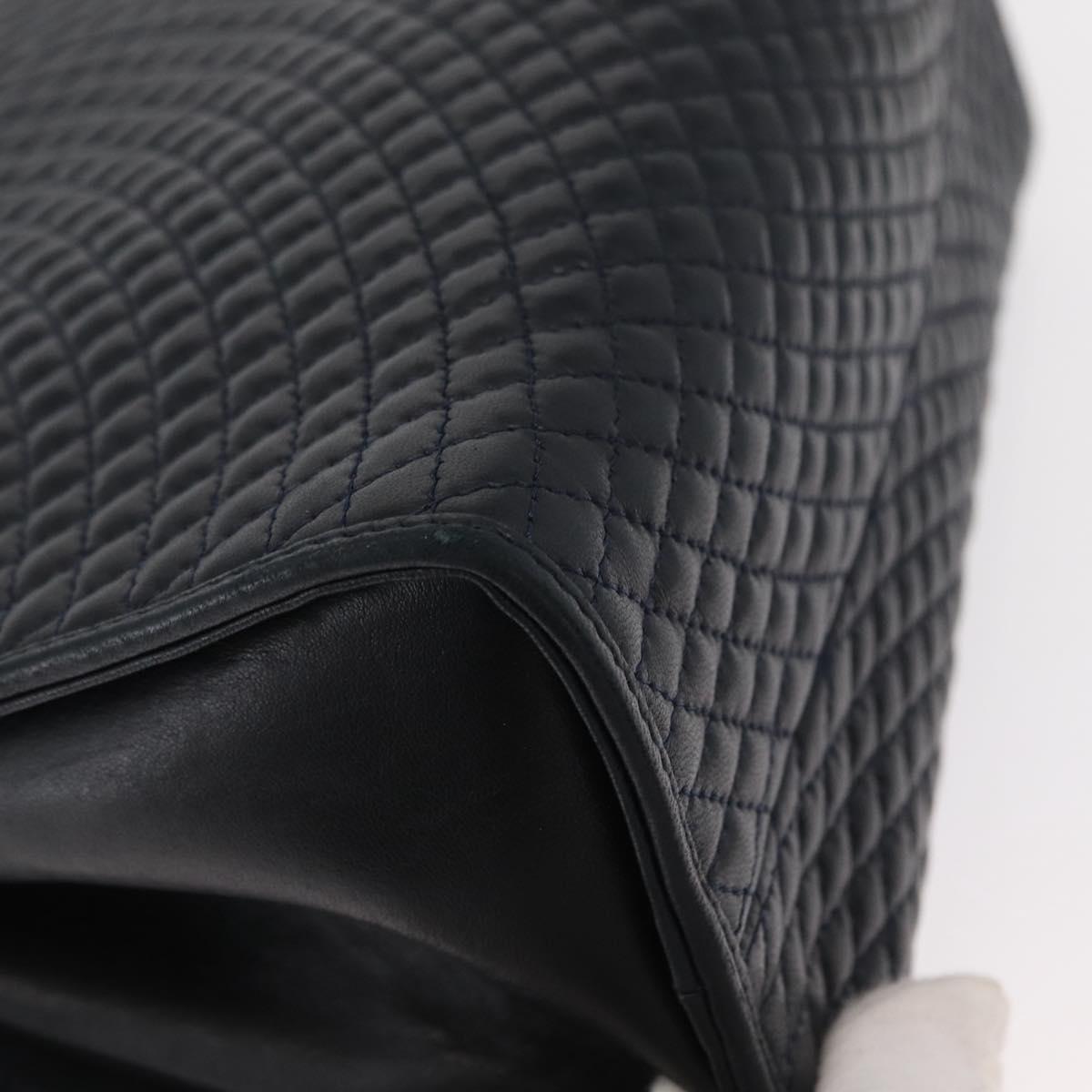 BALLY Shoulder Bag Leather 2way Navy Gold Auth 156489