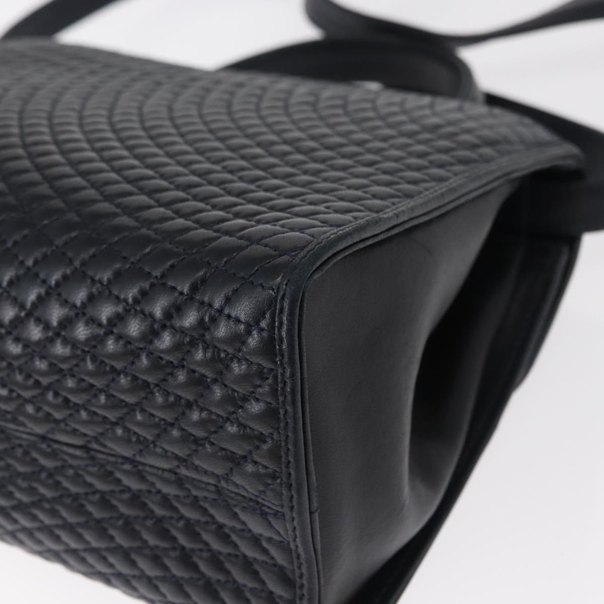 BALLY Shoulder Bag Leather 2way Navy Gold Auth 156489