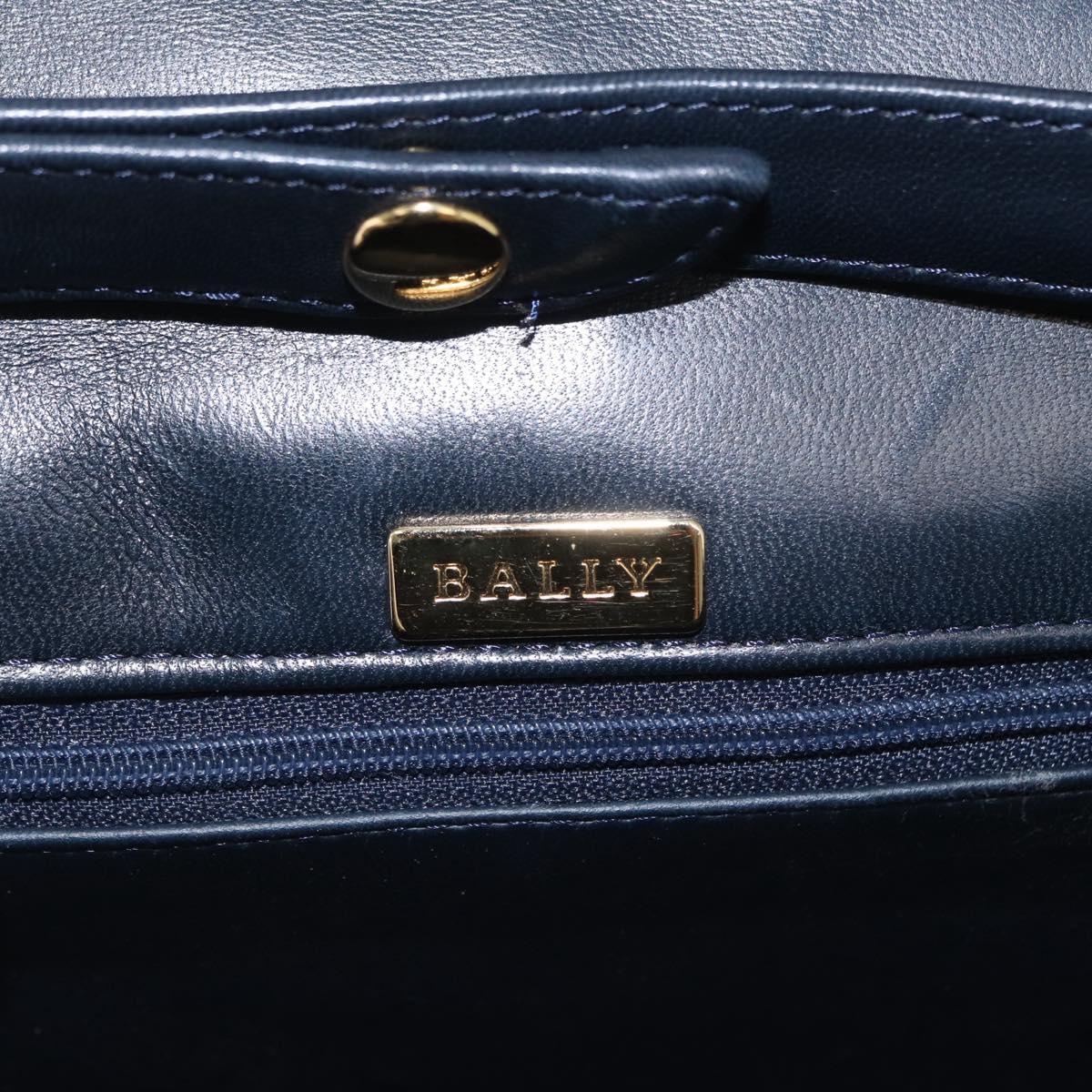 BALLY Shoulder Bag Leather 2way Navy Gold Auth 156489